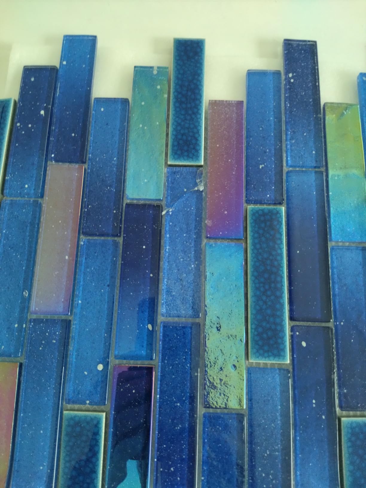 Blujellyfish Blue Glass Porcelain Tile Box of 5 Square Feet Iridescent Starry Sky Backsplash Tile for Swimming Pool Kitchen Bathroom TSTNB18 customer photo 1