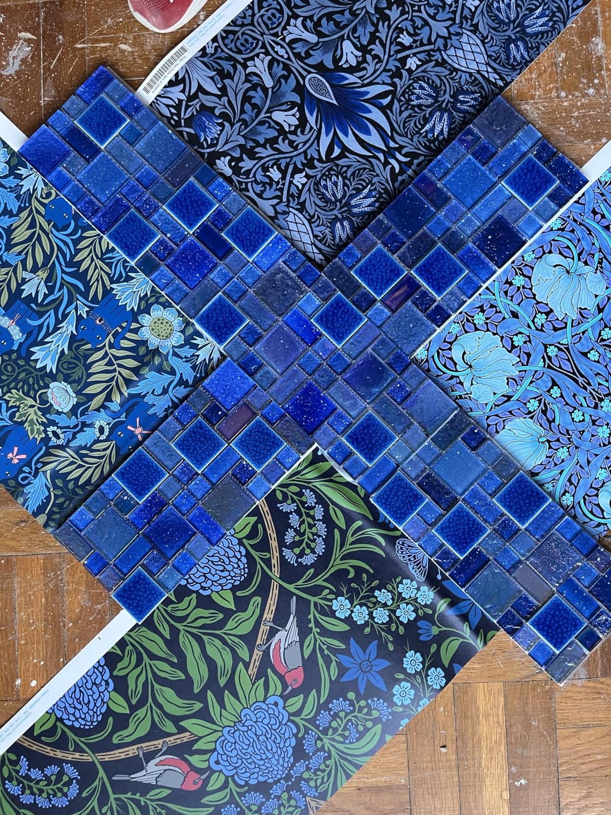 Blujellyfish Blue Glass Porcelain Tile Box of 5 Square Feet Iridescent Starry Sky Backsplash Tile for Swimming Pool Kitchen Bathroom TSTNB18 customer photo 2