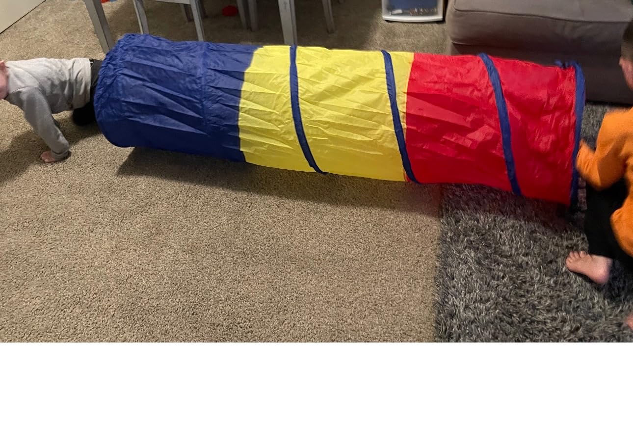 PigPigPen Pop Up Play Tunnel Tent for Toddlers Babies or Dogs, Indoor & Outdoor Toys for Kids Backyard Playset. (Red,Yellow,Blue) customer photo 2