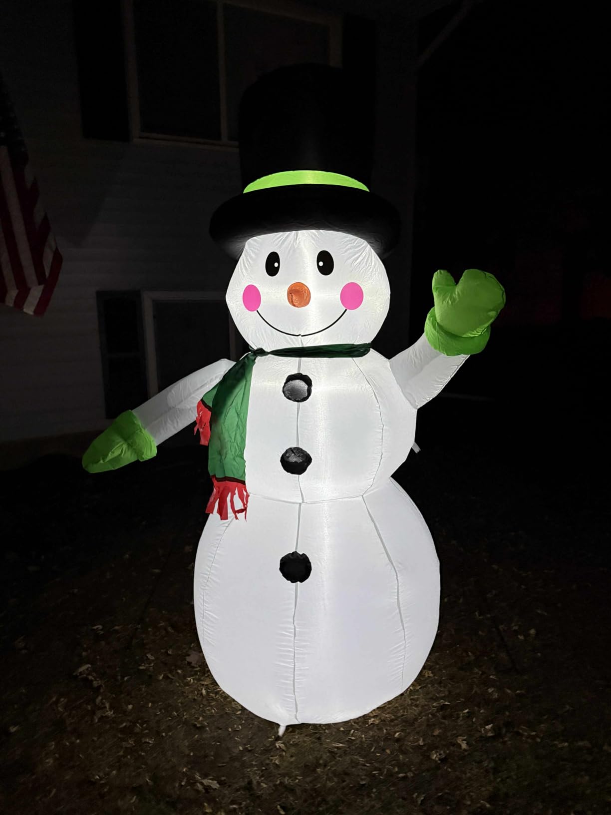 7 FT Christmas Inflatables Snowman Outdoor Yard Decorations, Christmas Blow up Snow Man with LED Lights & Black Hat, Winter Outside Decor for Holiday Party Patio Garden Lawn, Xmas New Year Kids Gifts customer photo 1