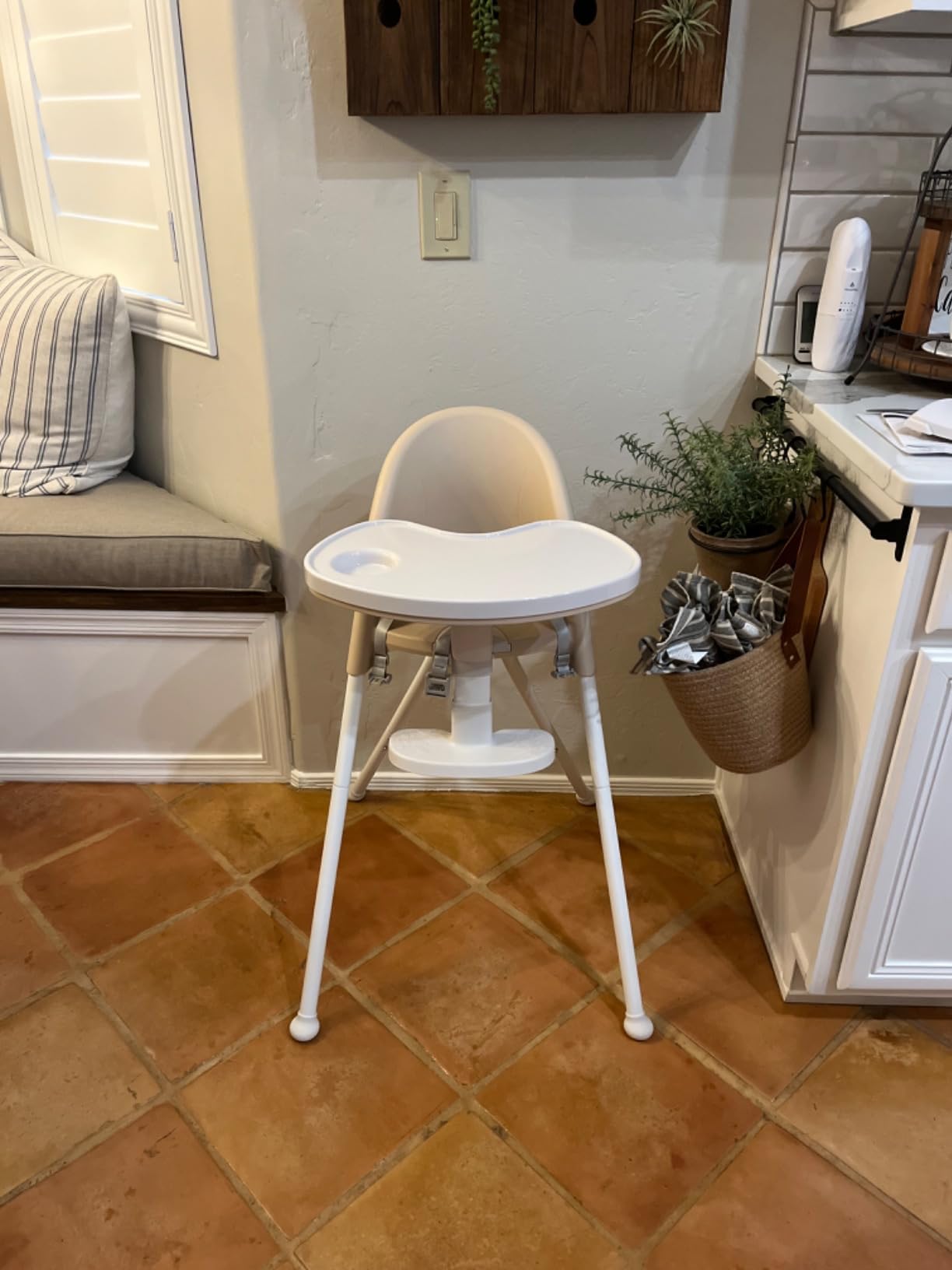 Mallify Foldable High Chair, Space-Saving Portable Baby High Chair with Removable Double Tray, Modern Convertible Baby Feeding Chair, Lightweight, Easy to Clean, Beige customer photo 1