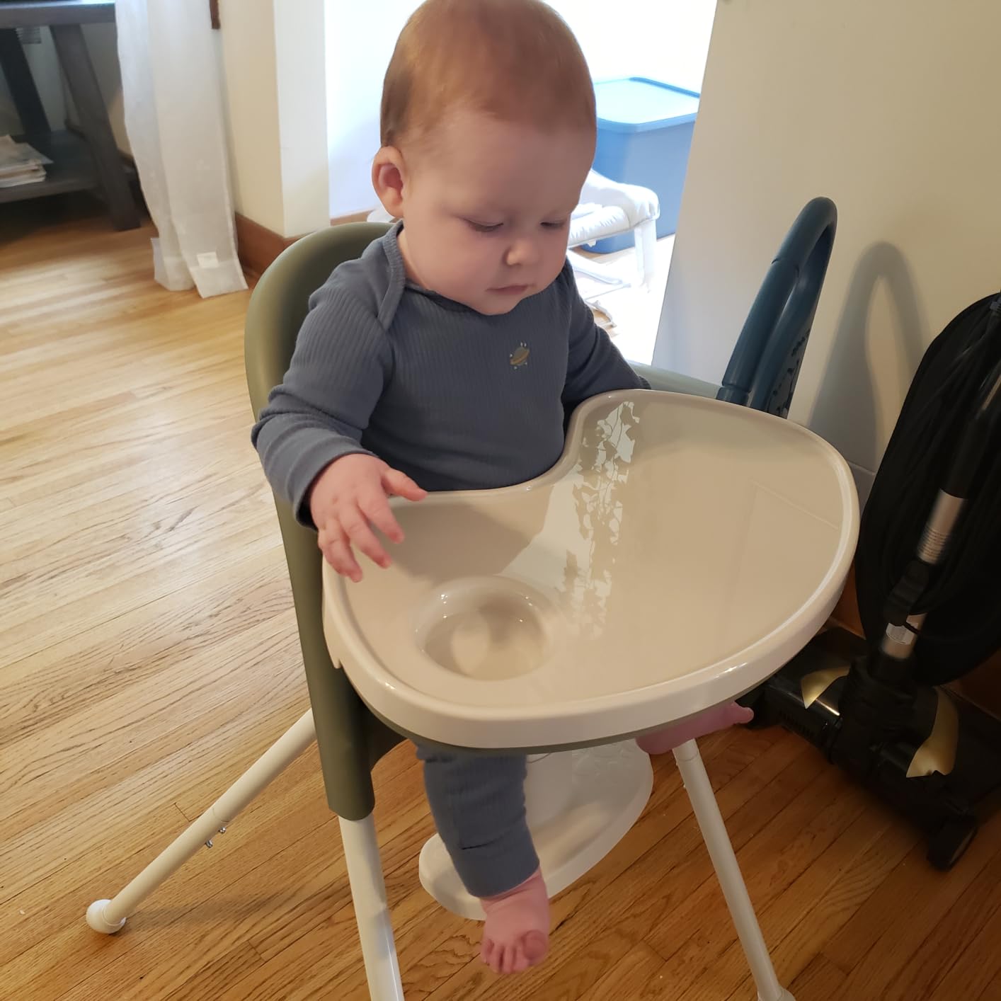 Mallify Foldable High Chair, Space-Saving Portable Baby High Chair with Removable Double Tray, Modern Convertible Baby Feeding Chair, Lightweight, Easy to Clean, Beige customer photo 2