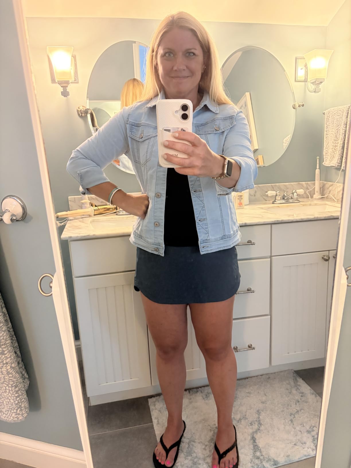 luvamia Women's Basic Button Down Stretch Fitted Long Sleeves Denim Jean Jacket customer photo 2