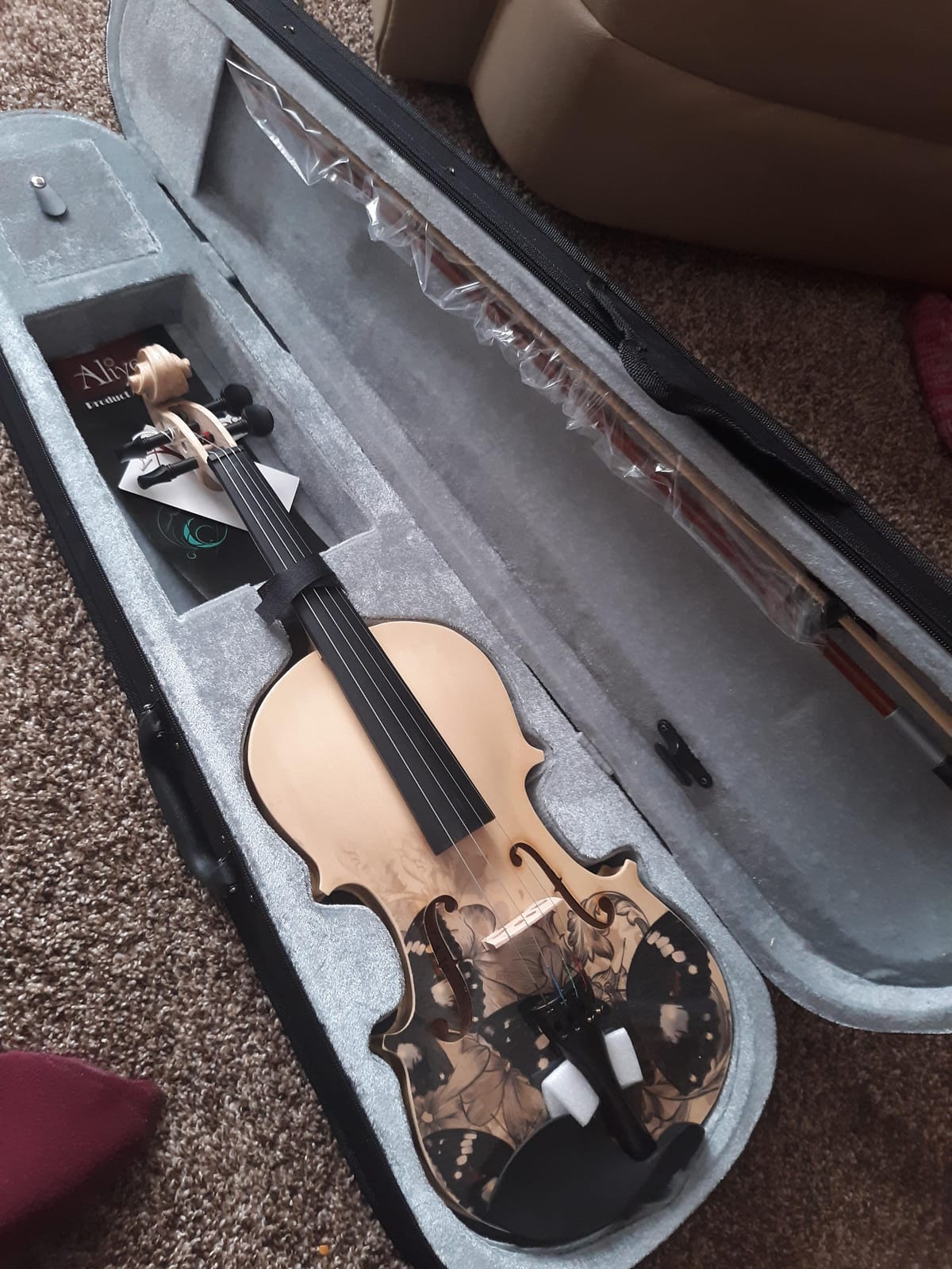 Aliyes Distinctive Artistic Violin Set Designed for Beginners/Students/adults with Hard Case,Bow,Extra Strings (4/4/Full-size) customer photo 1