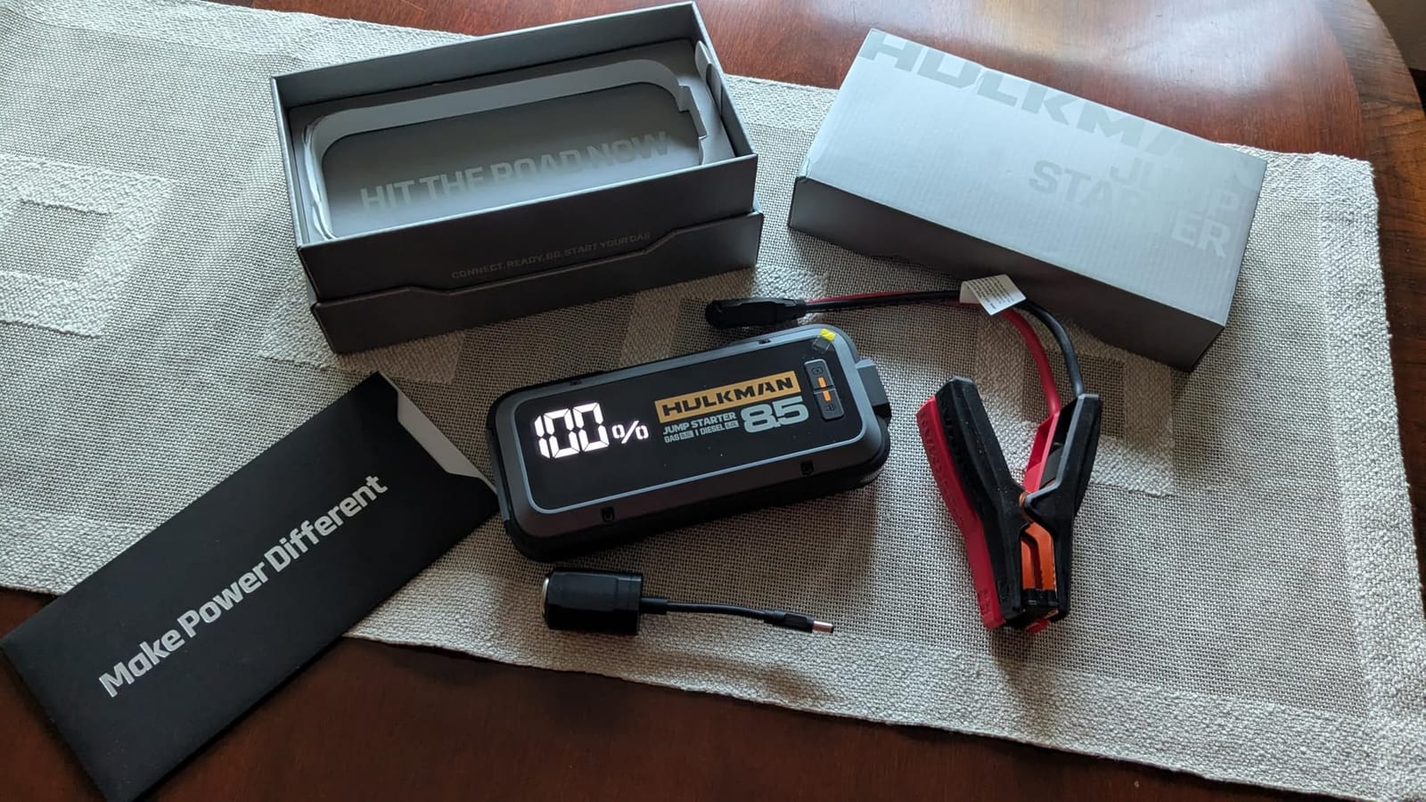 Hulkman Alpha85 Smart Portable Jump Starter, 2000A Battery Booster Pack with LED Display, Flashlight, 74Wh Power Bank & Jumper Cable, 12V Jump Box for up to 8.5L Gas & 6.0L Diesel, Cars, SUVs & Trucks customer photo 1