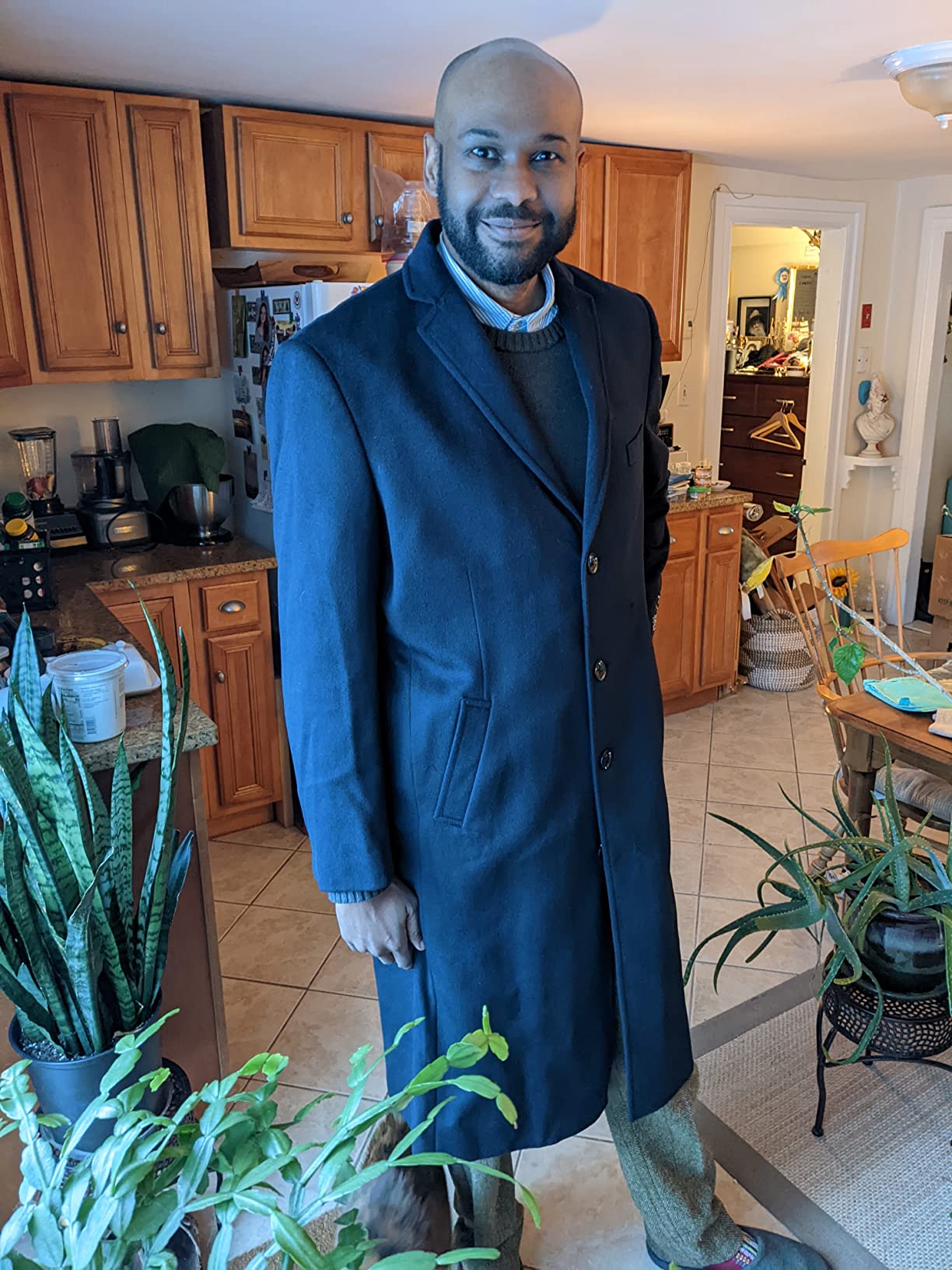 Mens Single Breasted Wool Cashmere Full Length Overcoat customer photo 2