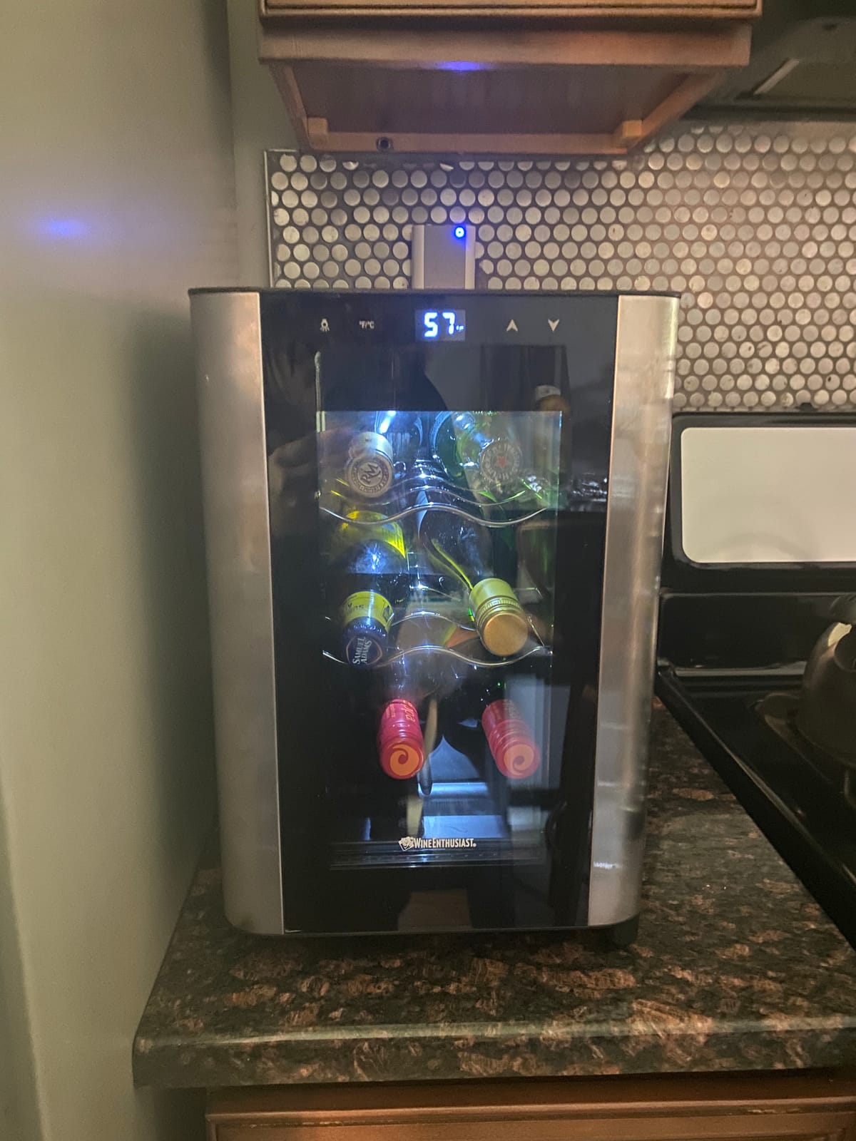 Wine Enthusiast 6-Bottle Countertop Wine Cooler - Compact Mini Wine Cooler for Kitchen or Bedroom with 3 Shelves, Energy-Efficient Cooling, Adjustable Digital Temperature Control customer photo 2
