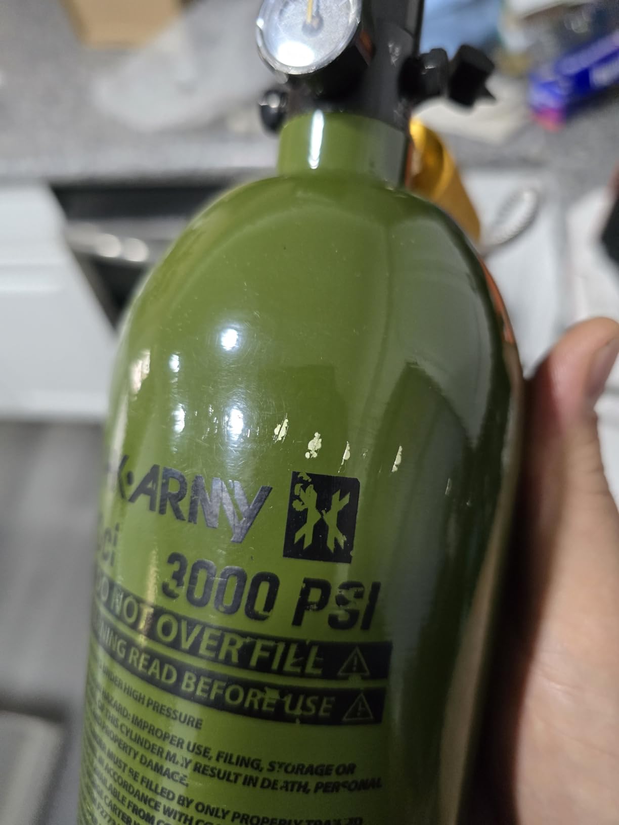 HK Army Paintball Aluminum HPA Tank W/Regulator - 48/3000 - Olive customer photo 2