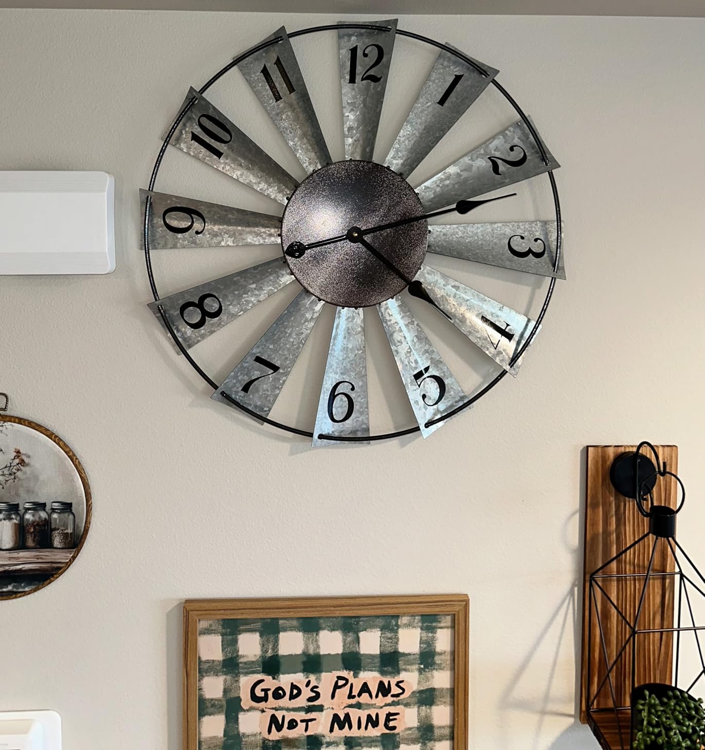 Mrocioa 24inch Windmill Distressed Metal Wall Clocks Rustic Large Decorative Clock Oversized Farmhouse Decor, Non Ticking, Battery Operated customer photo 1