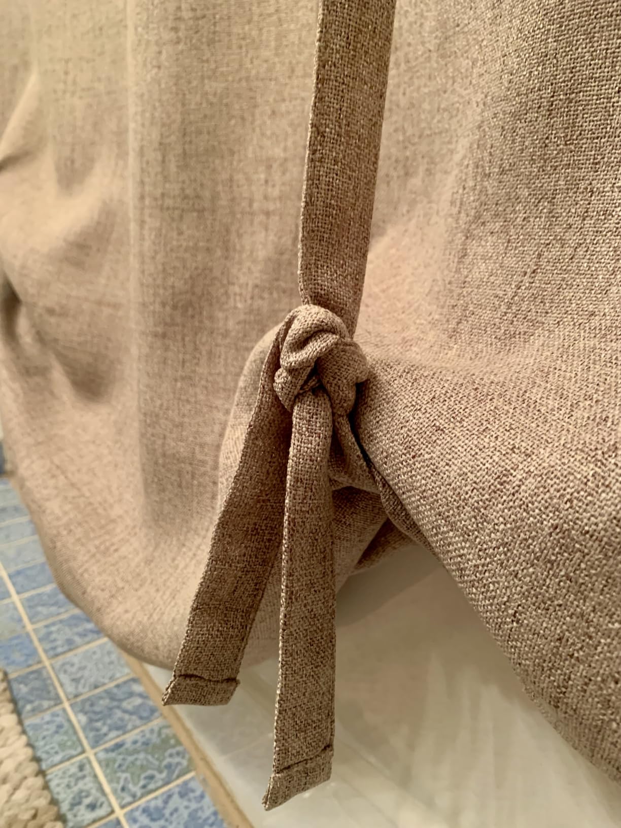 DriftAway Double Layer Linen Blackout Tie Up Curtains Thermal Insulated Fully Lined Balloon Roman Shade Bathroom Window Adjustable Rod Pocket for Small Window 39 Inch by 55 Inch Beige customer photo 2