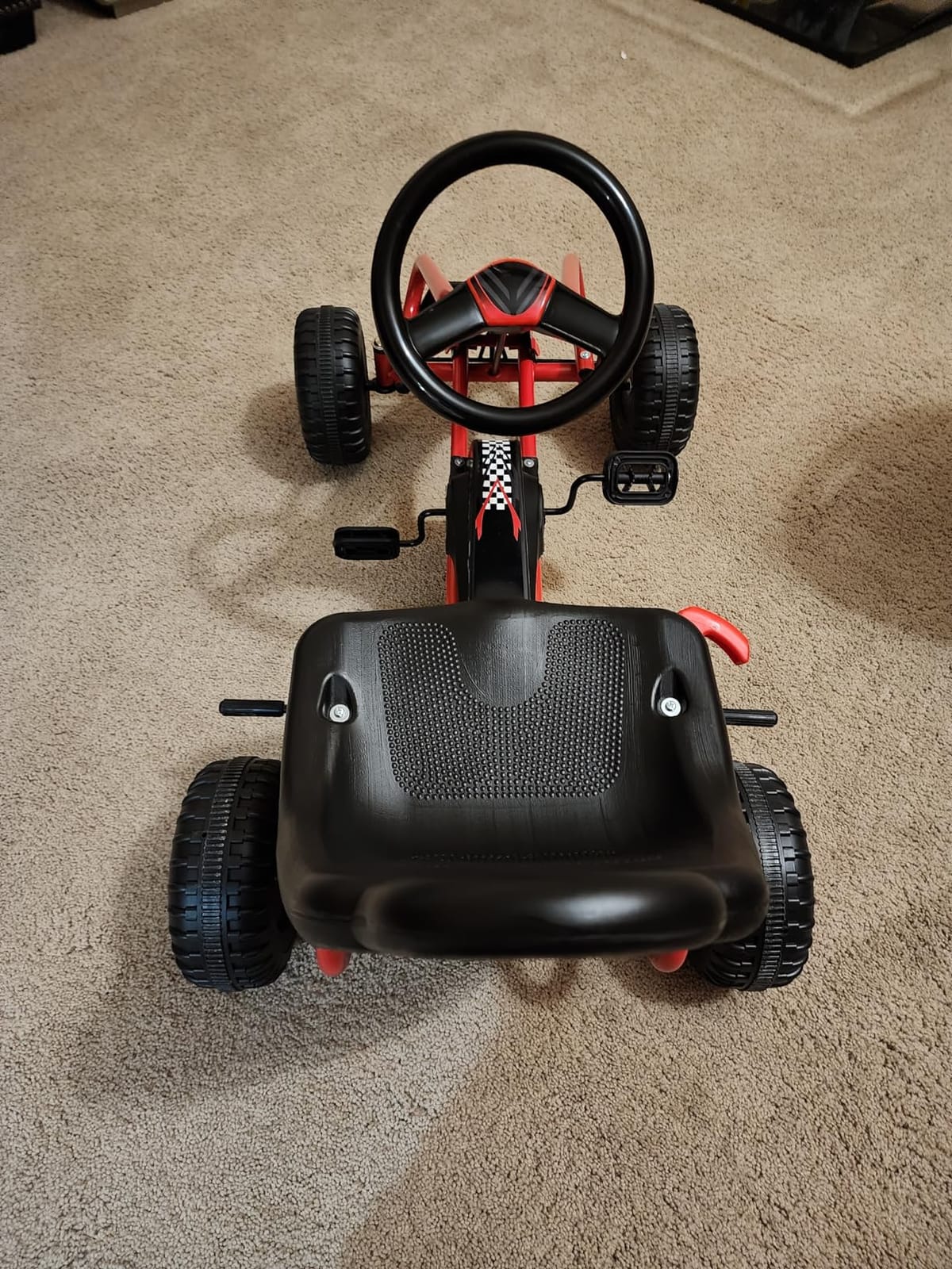 HONEY JOY Go Kart for Kids, 4 Wheel Pedal Powered Go Cart with Steering Wheels & Adjustable Seat, Safety Hand Brake, Non-Slip Tires, Outdoor Off-Road Racer Ride On Pedal Car for Boy Girl (Green) customer photo 2
