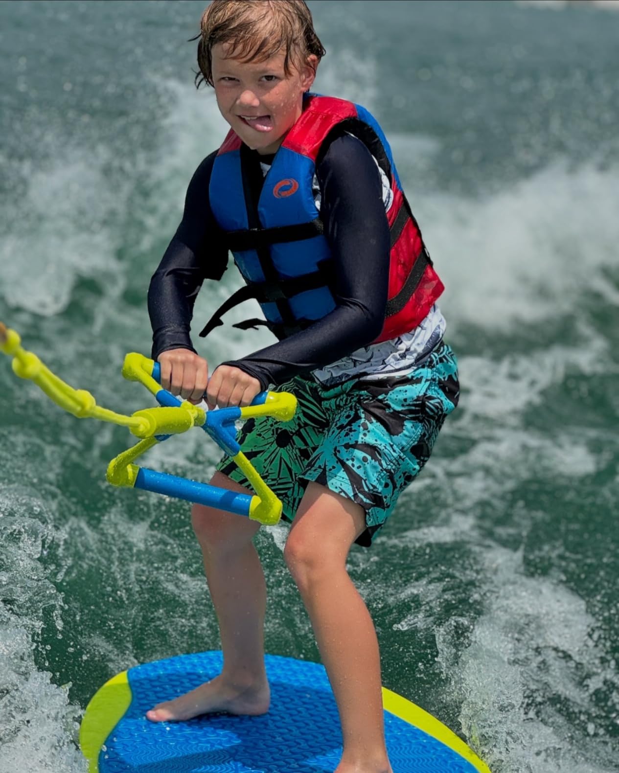 ZUP YouGo Board and Handle Combo with EVA Foam Padding, All-in-One Kneeboard, Wakeboard, Wakeskate, and Wakesurf Board for Kids, Teens, and Adults, 57