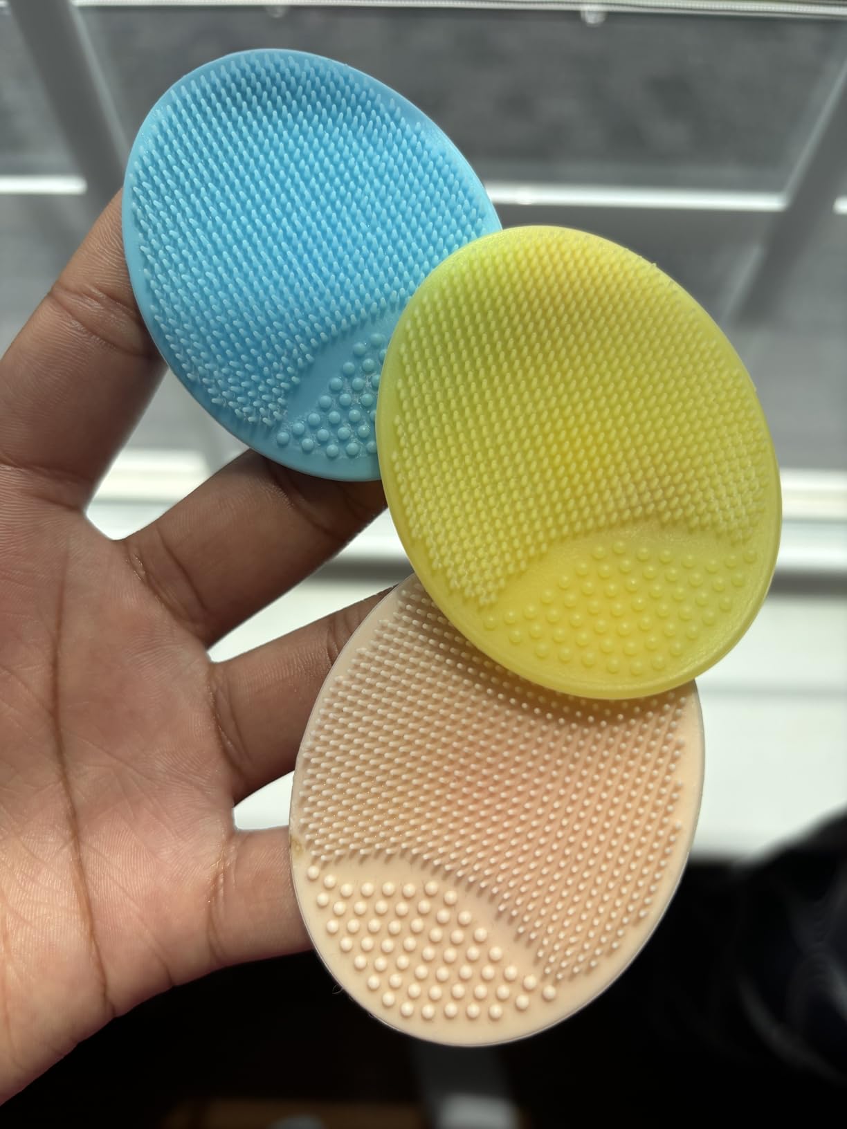 4 Pack Face Scrubber,JEXCULL Soft Silicone Facial Cleansing Brush Face Exfoliator Blackhead Acne Pore Pad Cradle Cap Face Wash Brush for Deep Cleaning Skin Care customer photo 1