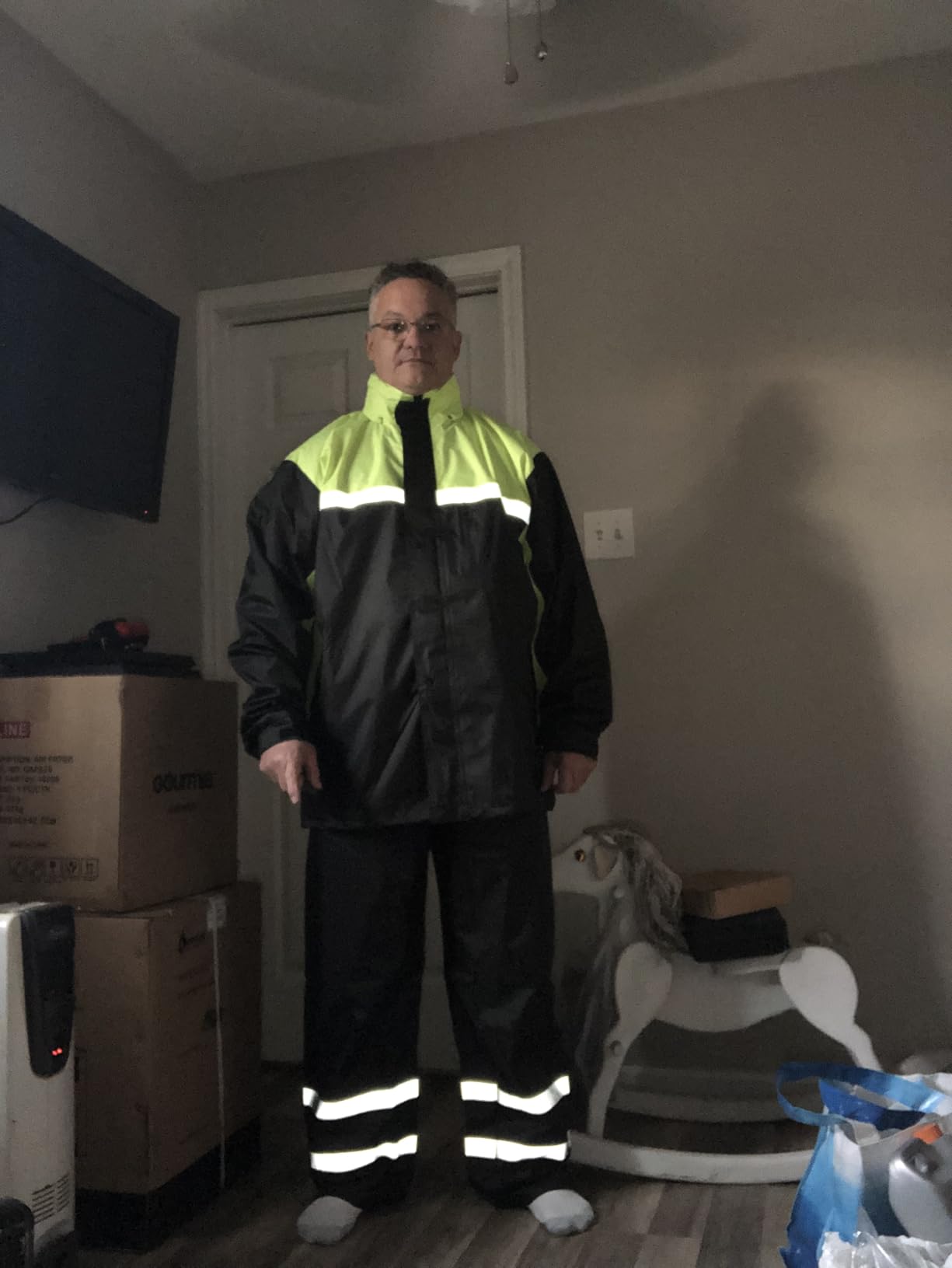 Men's Rain Suit High Visibility Reflective Work Rain Jacket Pants for All Sport Farm Fishing Motorcycle customer photo 2