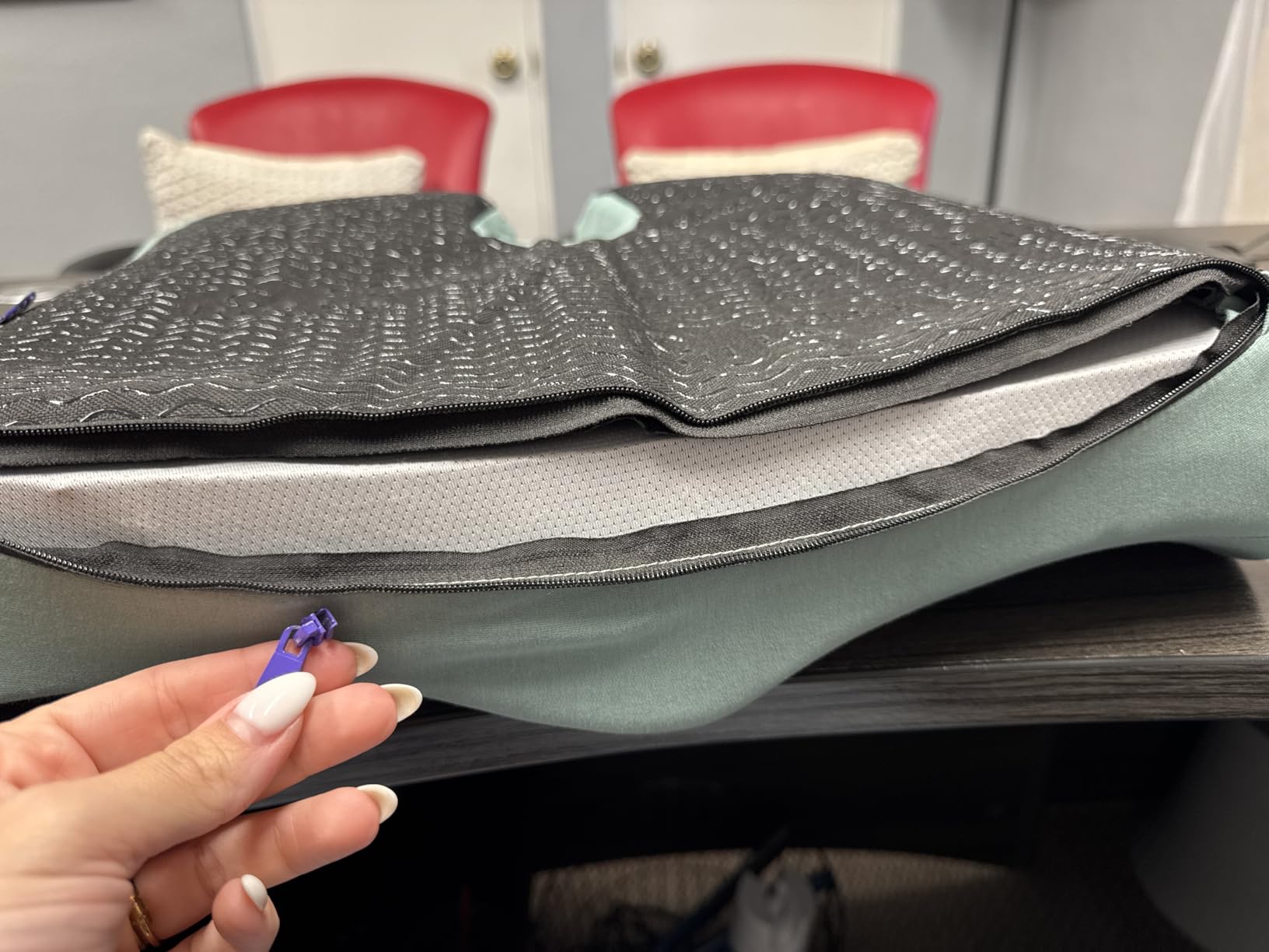 C CUSHION LAB Patented Pressure Relief Seat Cushion for Long Sitting Hours on Office/Home Chair, Car, Wheelchair - Extra-Dense Memory Foam for Hip, Tailbone, Coccyx, Sciatica - Light Grey customer photo 1
