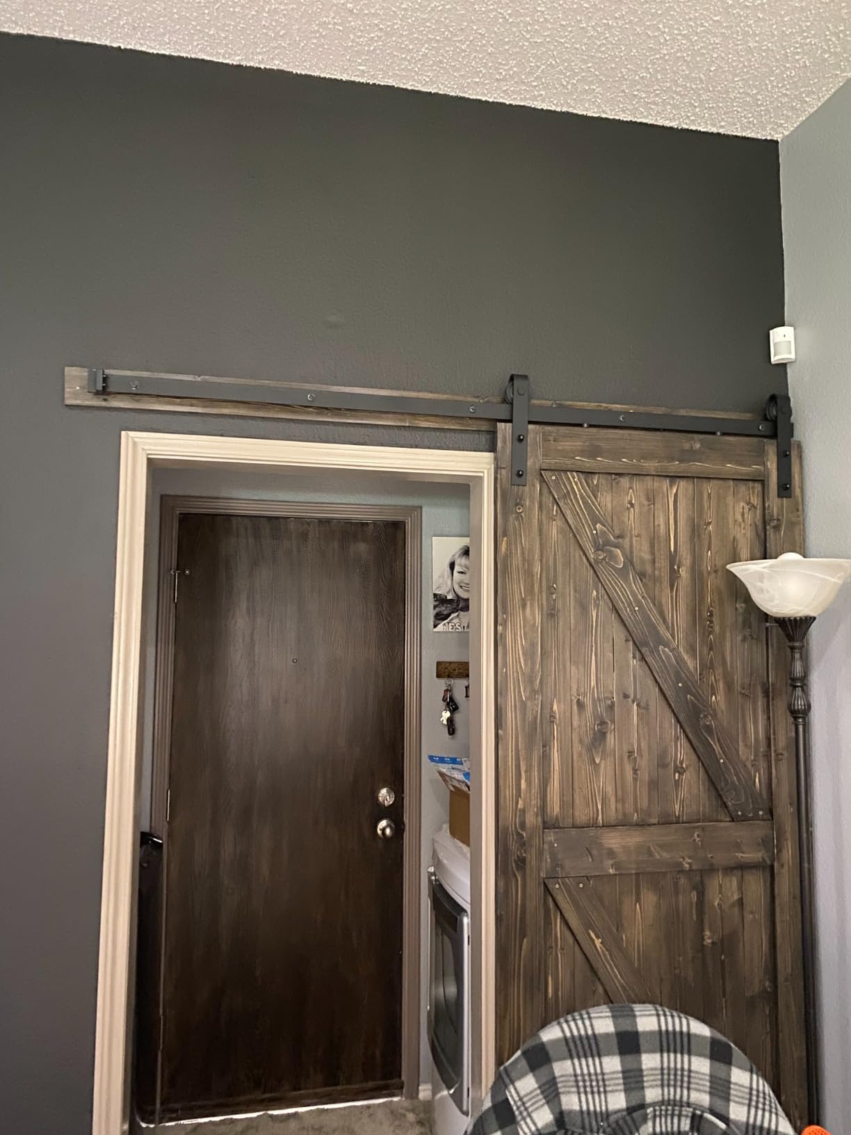 FREDBECK 36in x 84in Wood Barn Door with 6.6FT Barn Door Hardware Kit Included K Shape Solid Spruce Panel Need to Assembly customer photo 1