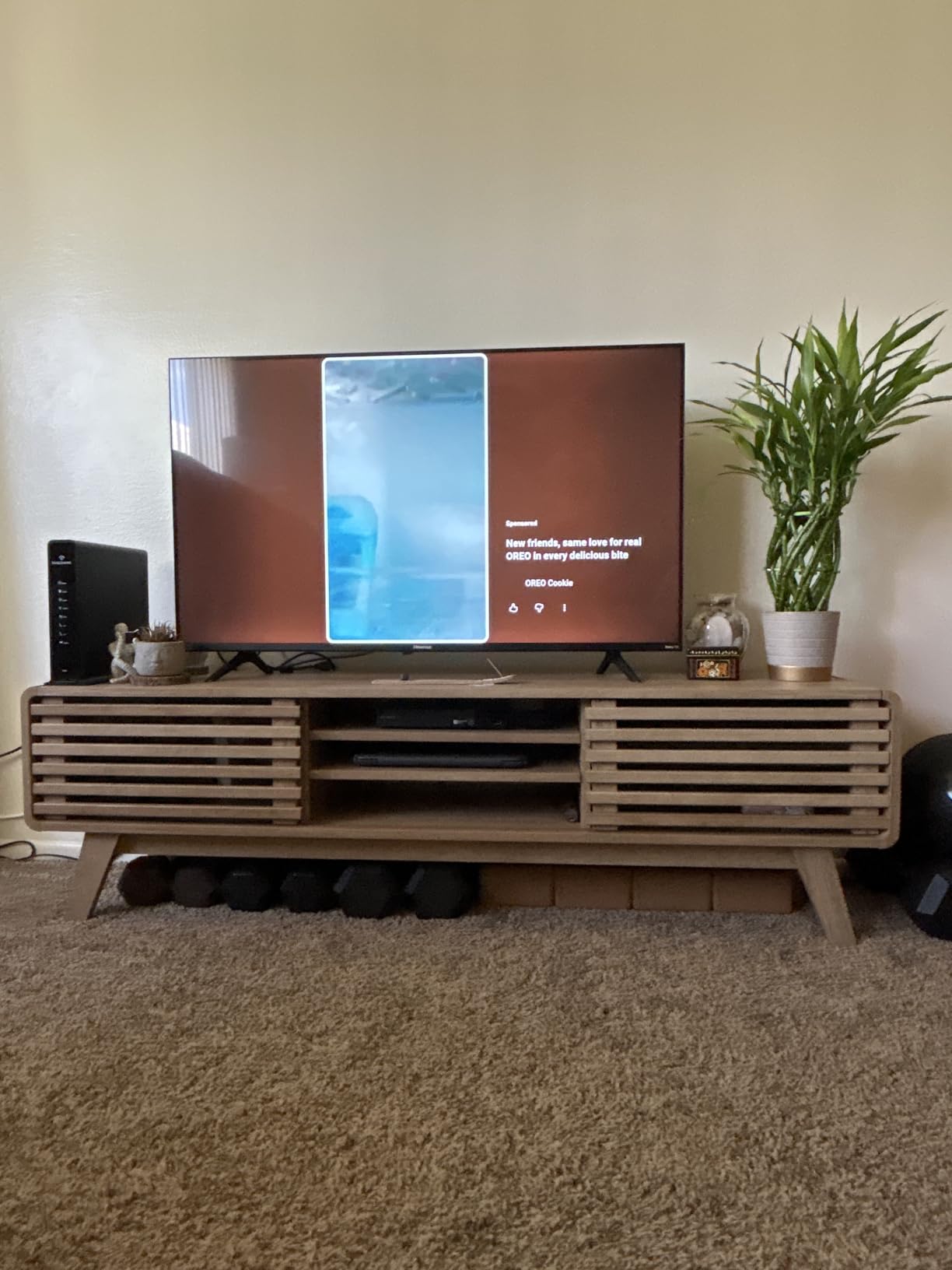 mopio Ensley TV Stand, Mid Century Modern for 55/60/65 inch TV, Farmhouse TV Stand, Entertainment Center with Storage, TV and Media Console for Living Room (Walnut, 59 inch Low) customer photo 2