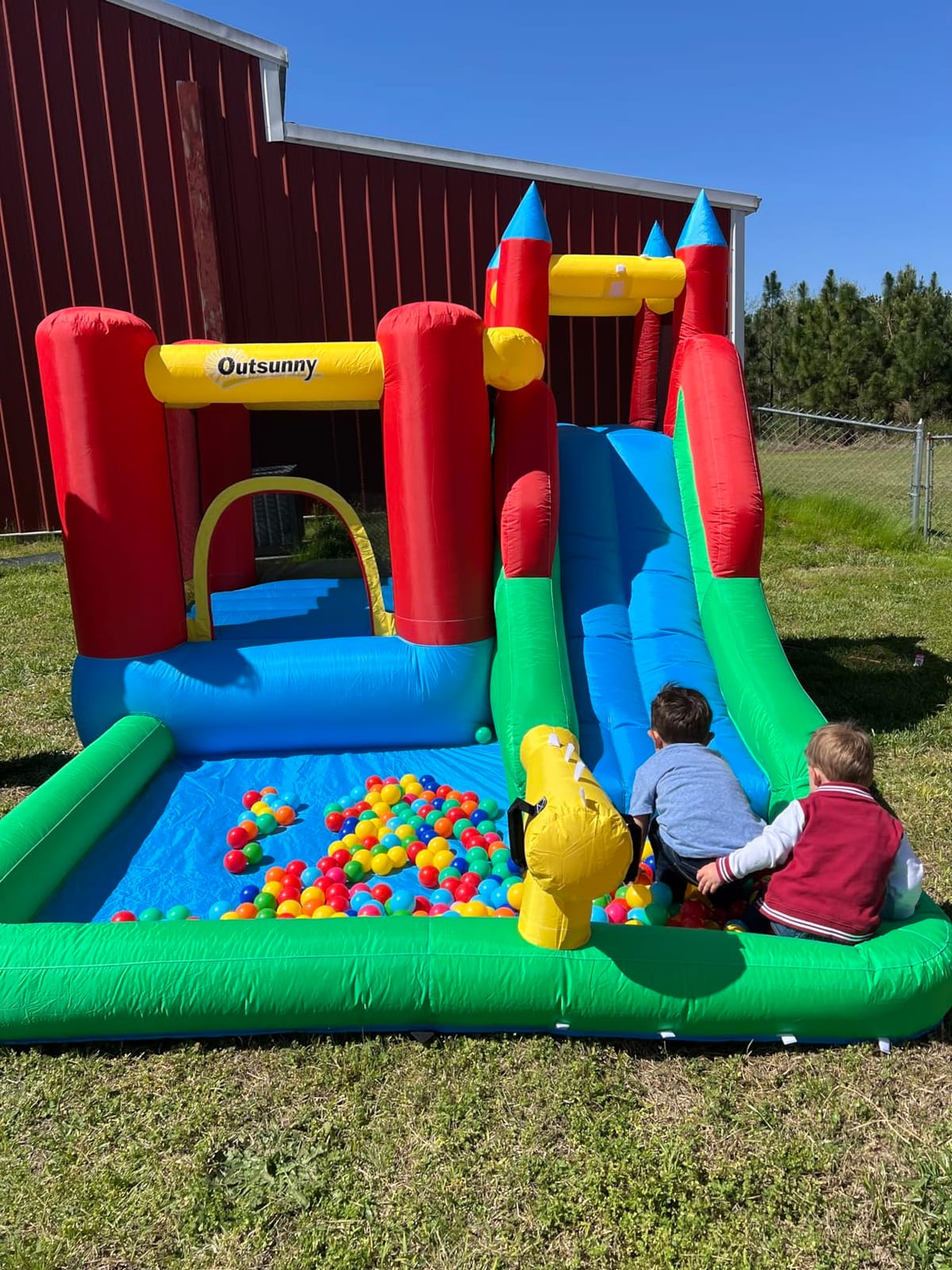Outsunny 6-in-1 Kids Bounce House Inflatable Water Slide with Pool, Water Cannon, Climbing Wall, Inflator Included, Jumping Castle Kids Backyard Activity Outdoor Water Play Toy customer photo 1