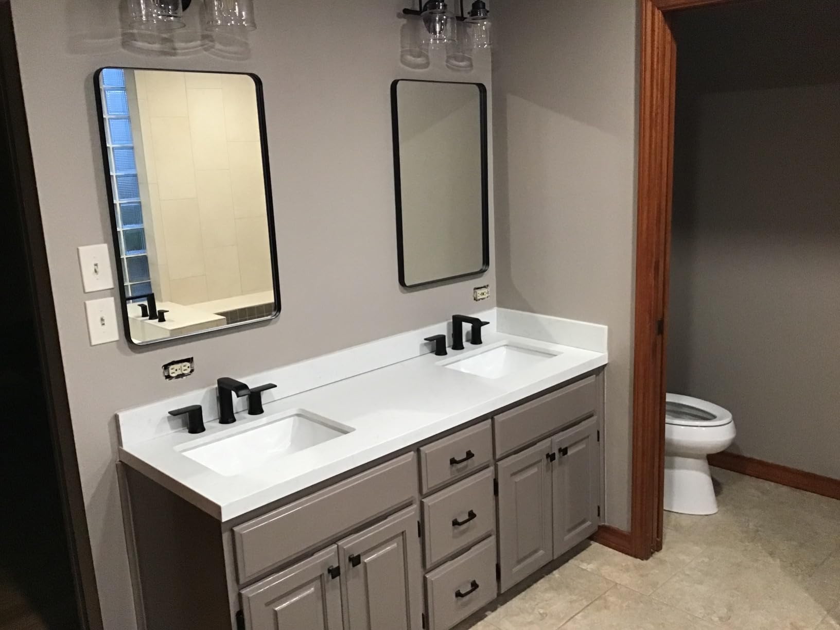 LOAAO 22X30 Inch Black Bathroom Mirror Metal Framed | Rounded Rectangle, Matte Black Bathroom Vanity Mirror, Anti-Rust, Hangs Horizontally or Vertically customer photo 1