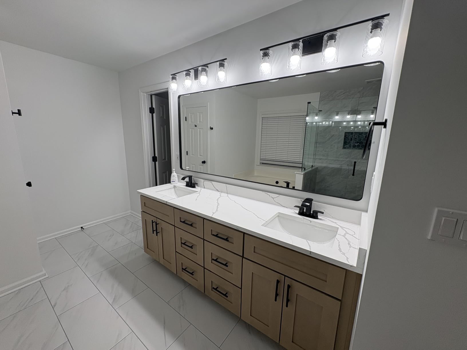 LOAAO 22X30 Inch Black Bathroom Mirror Metal Framed | Rounded Rectangle, Matte Black Bathroom Vanity Mirror, Anti-Rust, Hangs Horizontally or Vertically customer photo 2