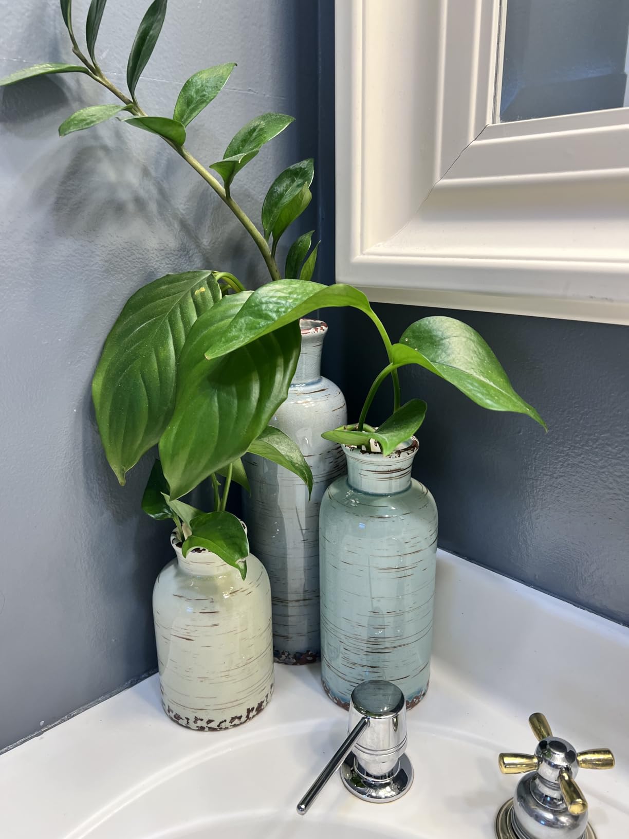 CwlwGO- Ceramic Vase Set of 3, Small Flower Vases for Home Decoration, Modern Farmhouse Decor, Living Room Kitchen Table Centerpieces, Shelf, Mantel, Fireplace and Entrance Decorations-Multicolor. customer photo 2