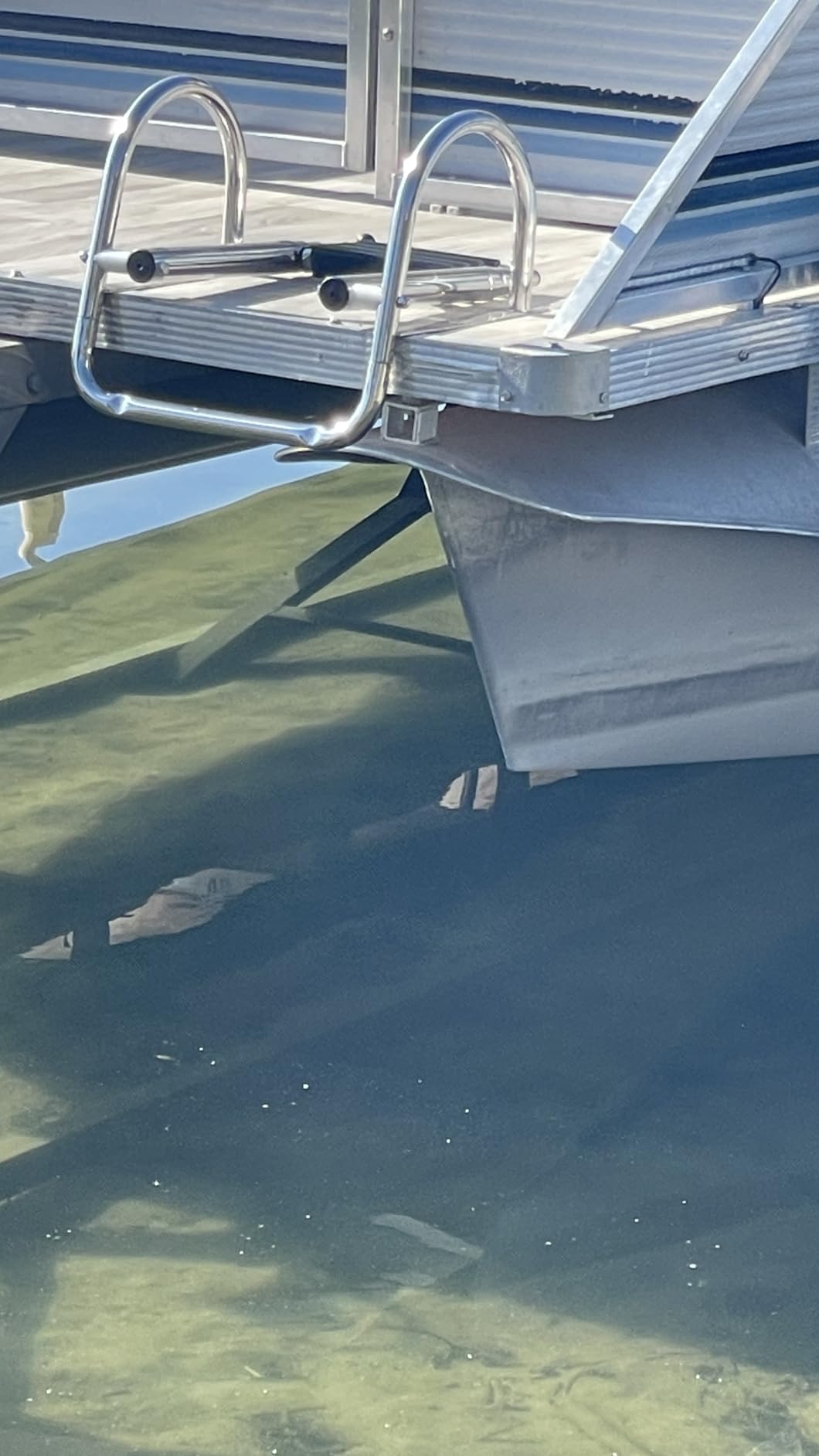 Pontoon Boat Ladder, Stainless Steel Folding Telescoping Rear Entry Inboard Ladder Heavy Duty Custom Swim Deck Ladder with More Wider Pedal and Handrails (4 Steps Ladder) customer photo 2
