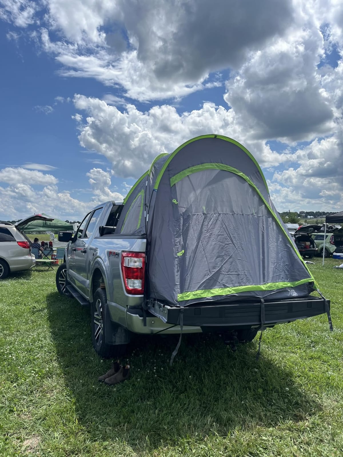 JOYTUTUS Pickup Truck Tent 2.0, Waterproof PU2000mm Double Layer for 2 Person, Portable Truck Bed Tent with Rainfly, 5.5'-5.8' Camping Preferred - Green customer photo 1