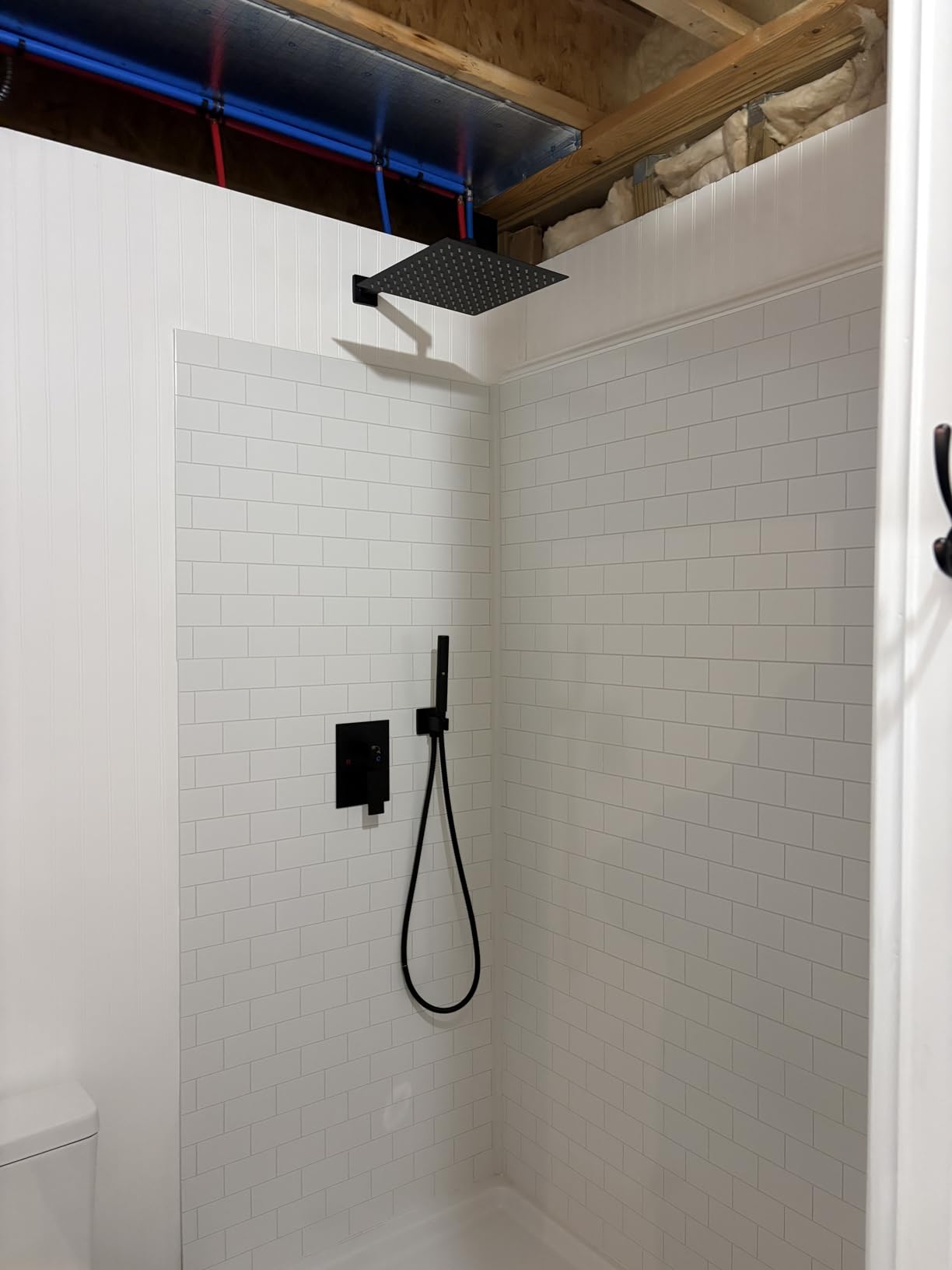 Aolemi Shower System with Rain Head and Handheld, 12-Inch, Matte Black | High-Pressure Shower Faucet Set with Dual-Function Handheld, Rough-In Valve, 1.8 GPM, Wall-Mount Trim Kit customer photo 2