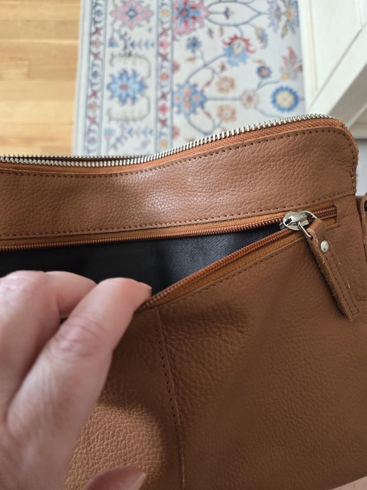 Leather Crossbody Bags for Women Small Soft Genuine Pebbled Sling Shoulder Handbag Crossover Purse with Full Adjustable Strap (Cognac Nappa) customer photo 2