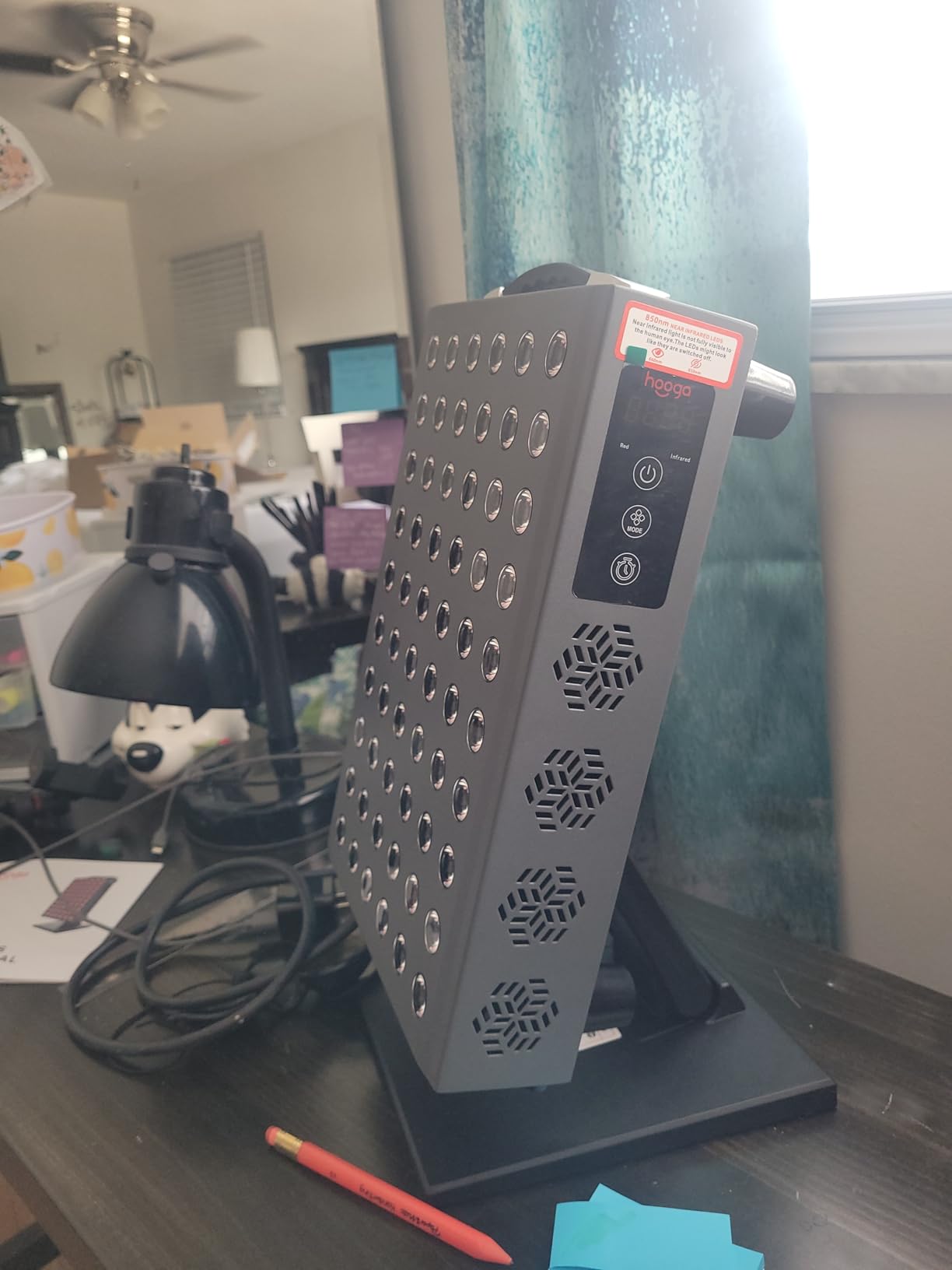 Hooga Red Light Therapy Panel Device - 660nm Red & 850nm Near Infrared Light Therapy, LED Light Therapy Lamp, 60 Dual Chip LEDs, Timer, Table Top Stand Included - PRO300 customer photo 2