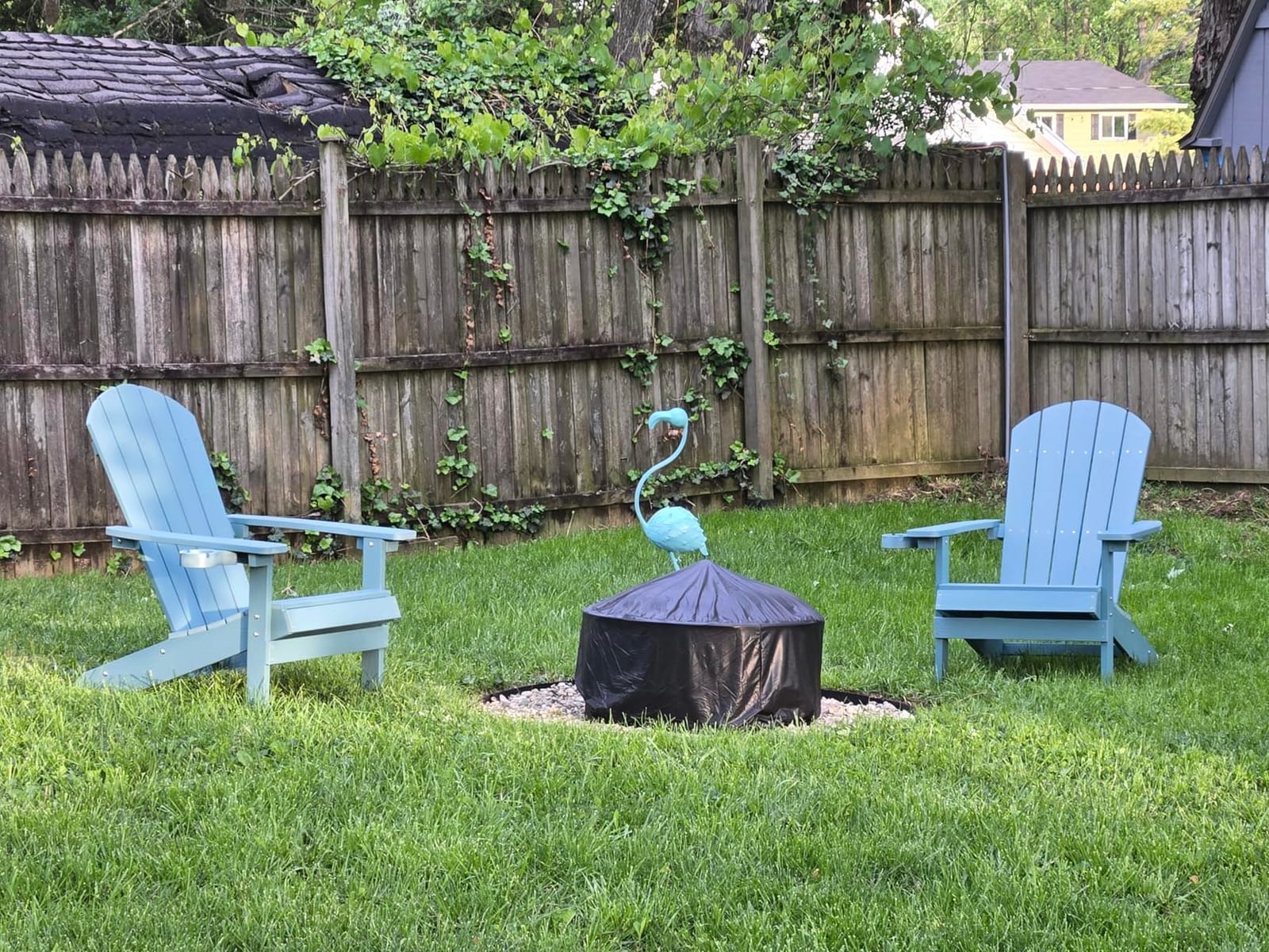 YEFU Adirondack Chair with Cup Holder, All-Weather Outdoor Chair, Blue | HIPS Plastic Fire Pit Chair with Wood Texture, Weather Resistant Lawn Chair for Outside Patio Garden Porch Deck Backyard customer photo 1