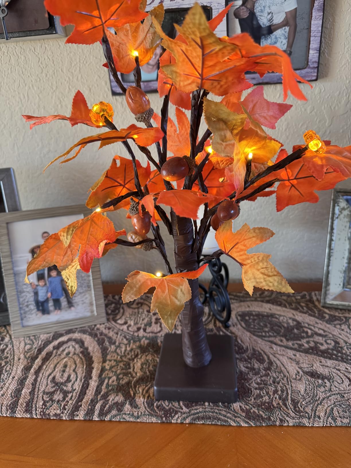 TURNMEON Fall Decor 2 Pack 18 Inch Prelit Fall Maple Tree 48 LEDs Timer | Halloween Fall Decorations for Home Battery Operated Pumpkin Lights Lighted Thanksgiving Decor Table Mantle Indoor Outdoor customer photo 1