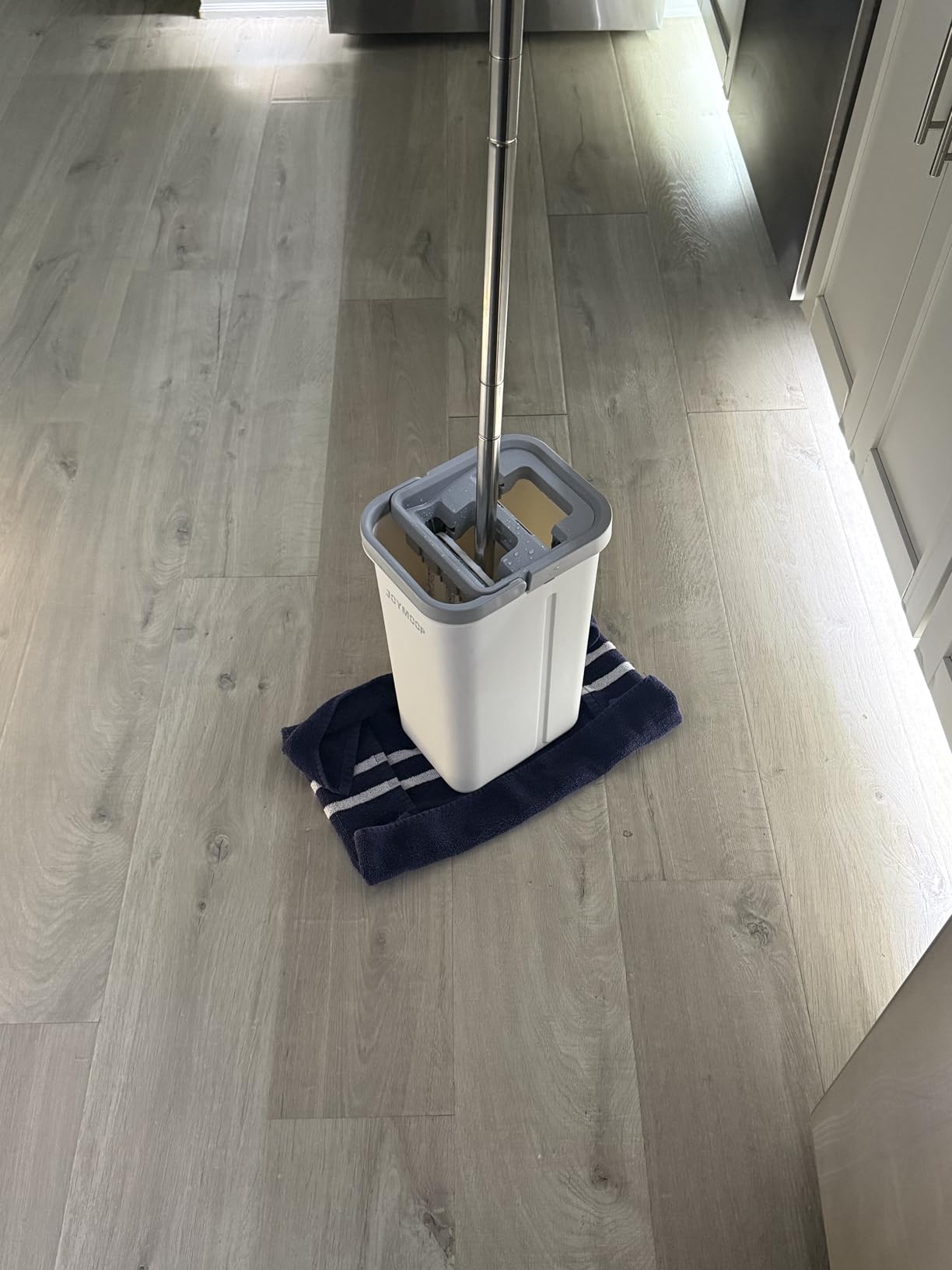 JOYMOOP Wall Mop and Bucket Set, Hands-Free Flat Floor Mop with 3 Washable Microfiber Pads customer photo 2