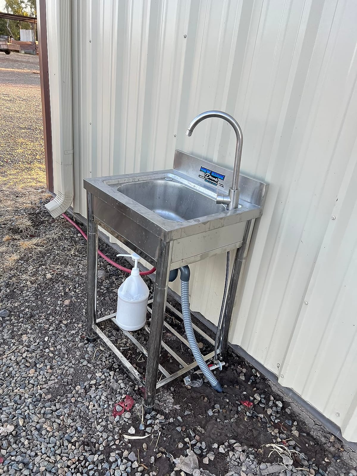 Free Standing Stainless-Steel Single Bowl Commercial Kitchen Sink w/Faucet | Prep & Utility Washing Hand Basin w/ Storage Shelve, Laundry Tub for Restaurant Indoor Outdoor (22in) customer photo 1