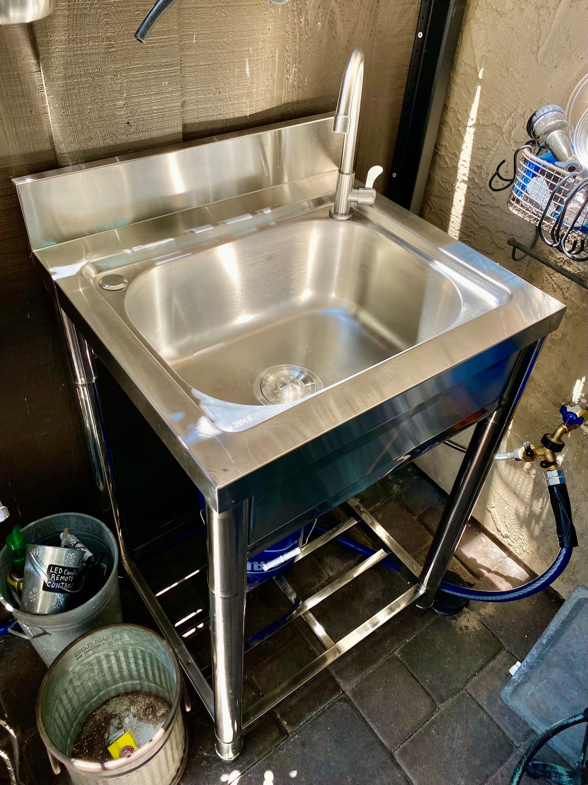 Free Standing Stainless-Steel Single Bowl Commercial Kitchen Sink w/Faucet | Prep & Utility Washing Hand Basin w/ Storage Shelve, Laundry Tub for Restaurant Indoor Outdoor (22in) customer photo 2