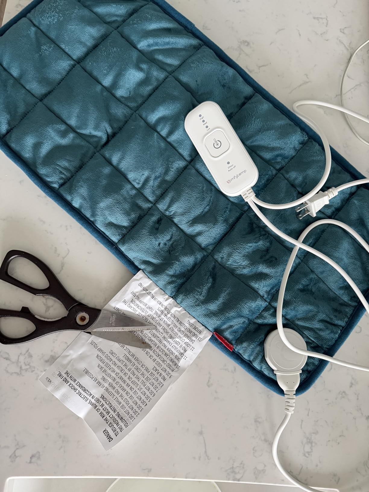 Comfytemp Weighted Heating Pad for Back & Period, FSA Eligible Electric Heat Pad, Birthday Gift for Women Men Mom Dad & Father Day Gifts, 2.2 lb HSA Neck Shoulder Heated Pad, 2H Auto-Off, 12x24, Blue customer photo 2
