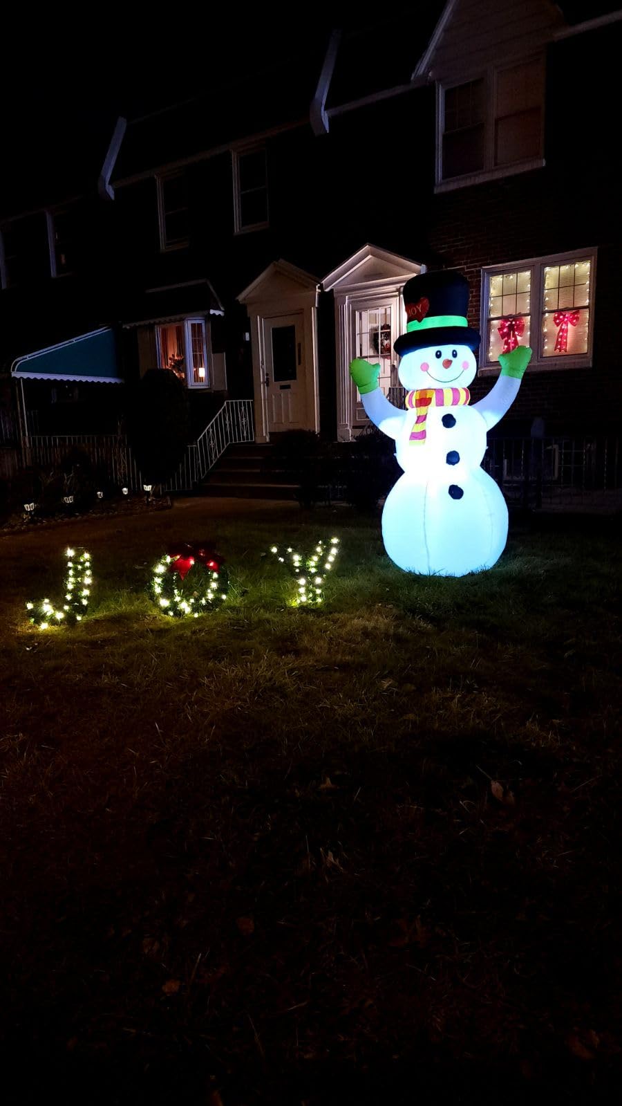 FunFanso 7 FT Christmas Inflatables Snowman Outdoor Decorations, Giant Blow up Snow Man Yard Decor Built-in Bright LED Light Wear Magic Hat, Weatherproof Holiday for Garden Patio Lawn Party Xmas Gifts customer photo 2