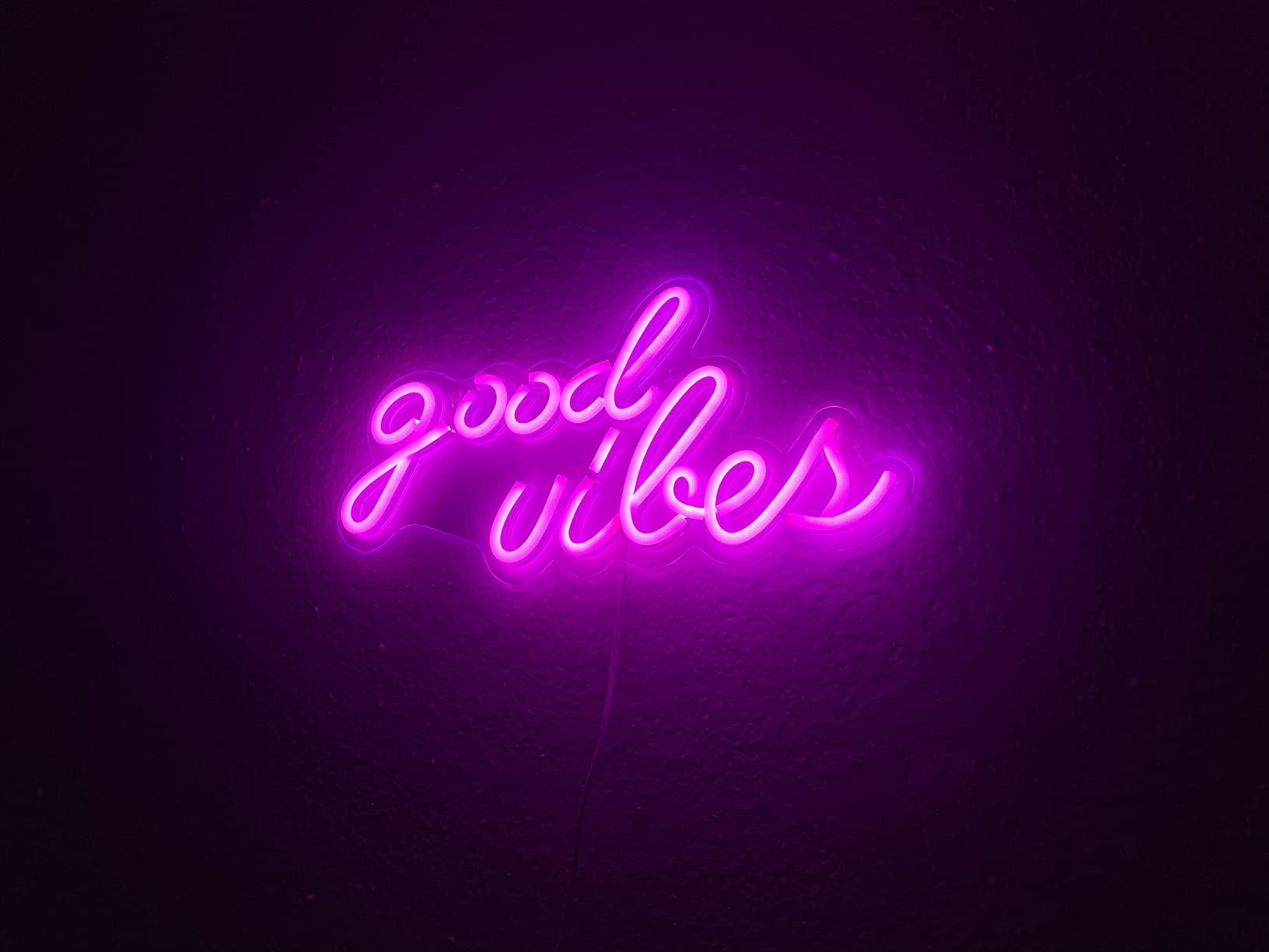 Olekki Pink Good Vibes Neon Sign - Neon Lights for Bedroom, LED Neon Signs for Wall Decor (16.1 x 8.3 inch) customer photo 1