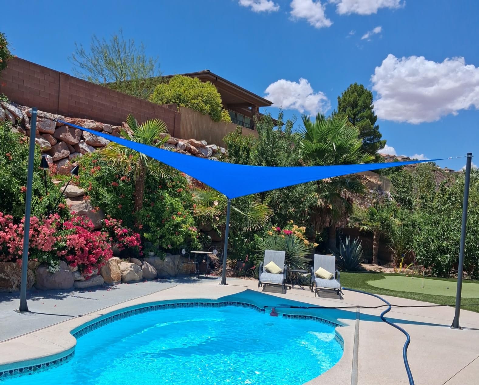 AsterOutdoor Sun Shade Sail Rectangle 16' x 20' UV Block Canopy for Patio Backyard Lawn Garden Outdoor Activities, Blue customer photo 1