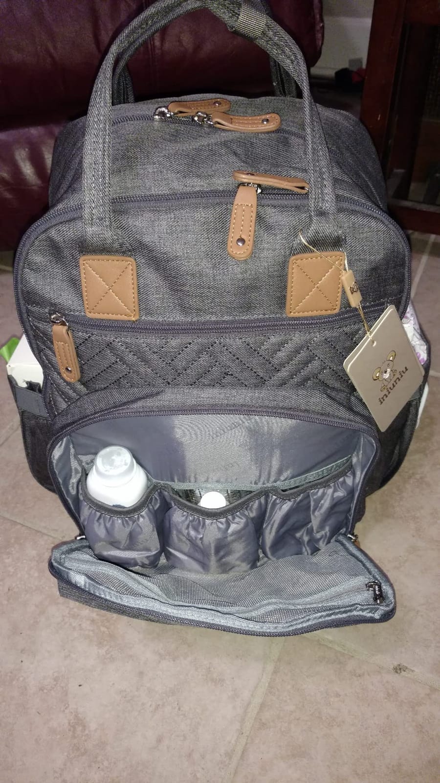iniuniu Baby Diaper Bag Backpack, 4 in 1 kit Large Capacity Travel Backpack | Waterproof Backpack for Moms Dads, Travel Backpack with Pouch, Washable Changing Pad customer photo 1