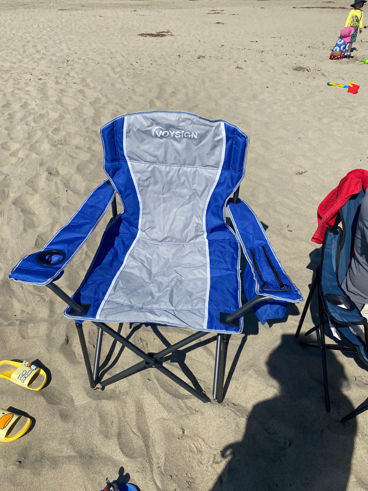 Oversized Camping Chair 500lbs Capacity for Big and Tall, Extra Wide Padded Folding Chair for Heavy People, Heavy Duty Portable Outside Chair with Cooler Bag & Cup Holder, Blue customer photo 2