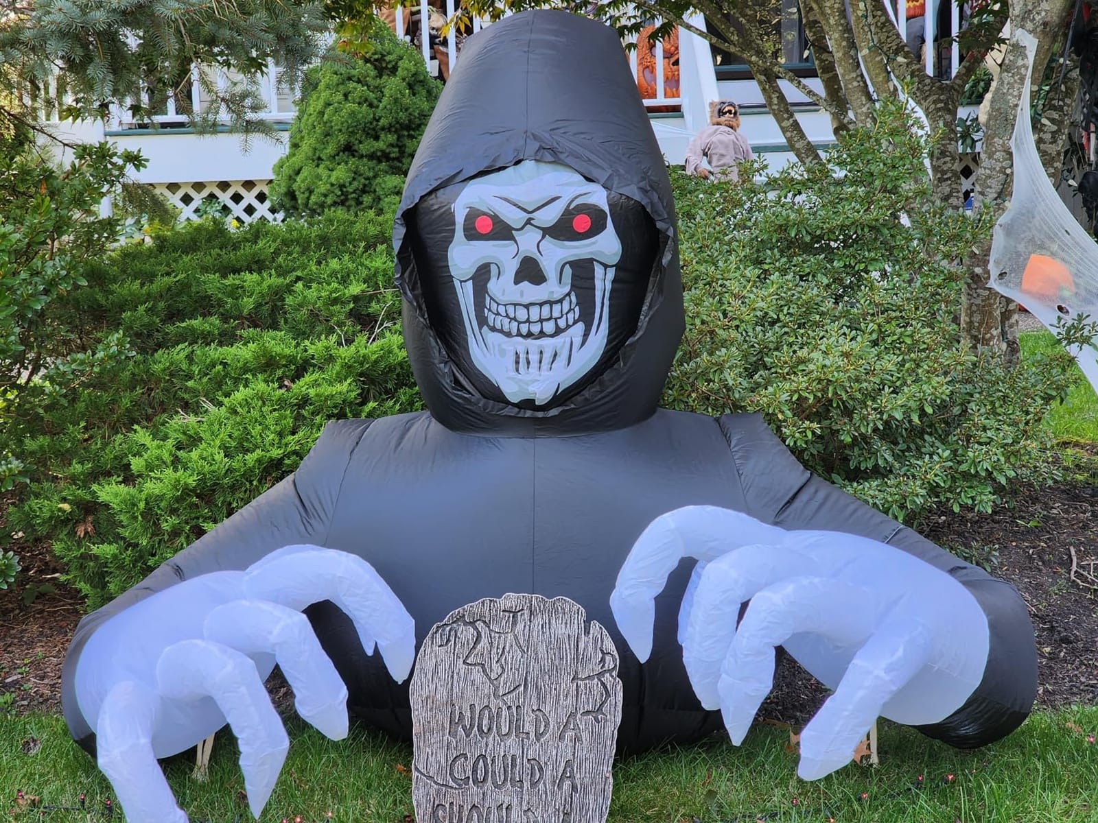 DR.DUDU 6FT Grim Reaper Halloween Inflatable Decorations Outdoor | LED Lights, Scary Blow Up Yard Decor, Large Spooky Inflatables, For Lawn, Porch, Haunted House, Party, Graveyard customer photo 2