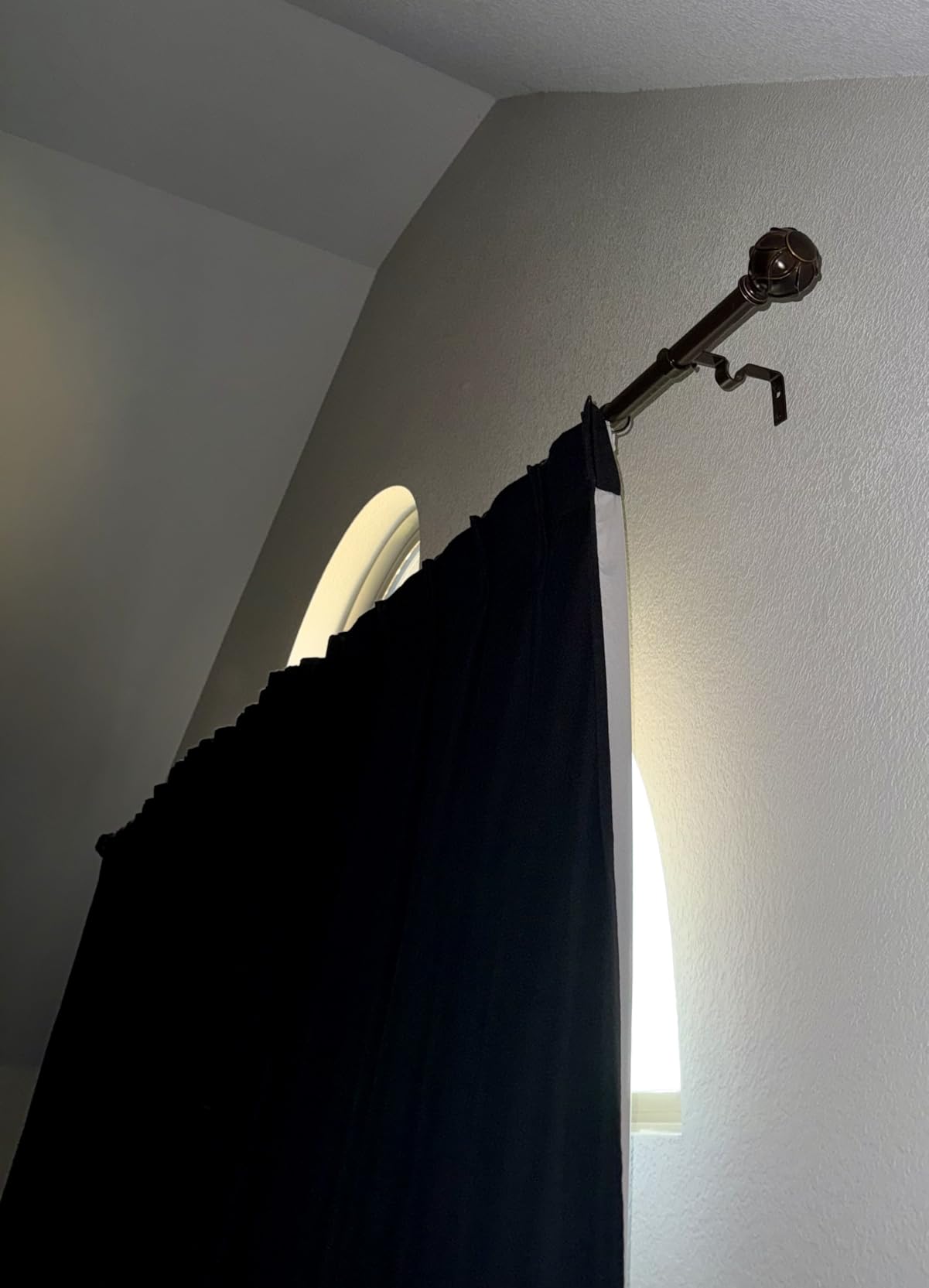 KAMANINA Double Curtain Rods for Windows 72 to 144 Inch, Adjustable, Bronze | 1 Inch Heavy Duty Drapery Rod, Fewer Rods, Easier Install, Decorative Netted Texture Finials, for Bedroom, Living Room customer photo 1