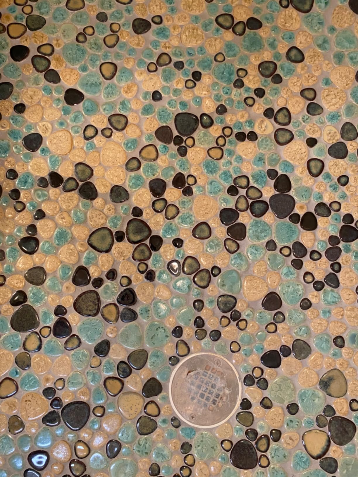 Blujellyfish Glazed Blue Mosaic Ceramic Pebble Porcelain Tile Swimming Pool Bath Shower Wall Flooring Tile (5 Square Feet) customer photo 2