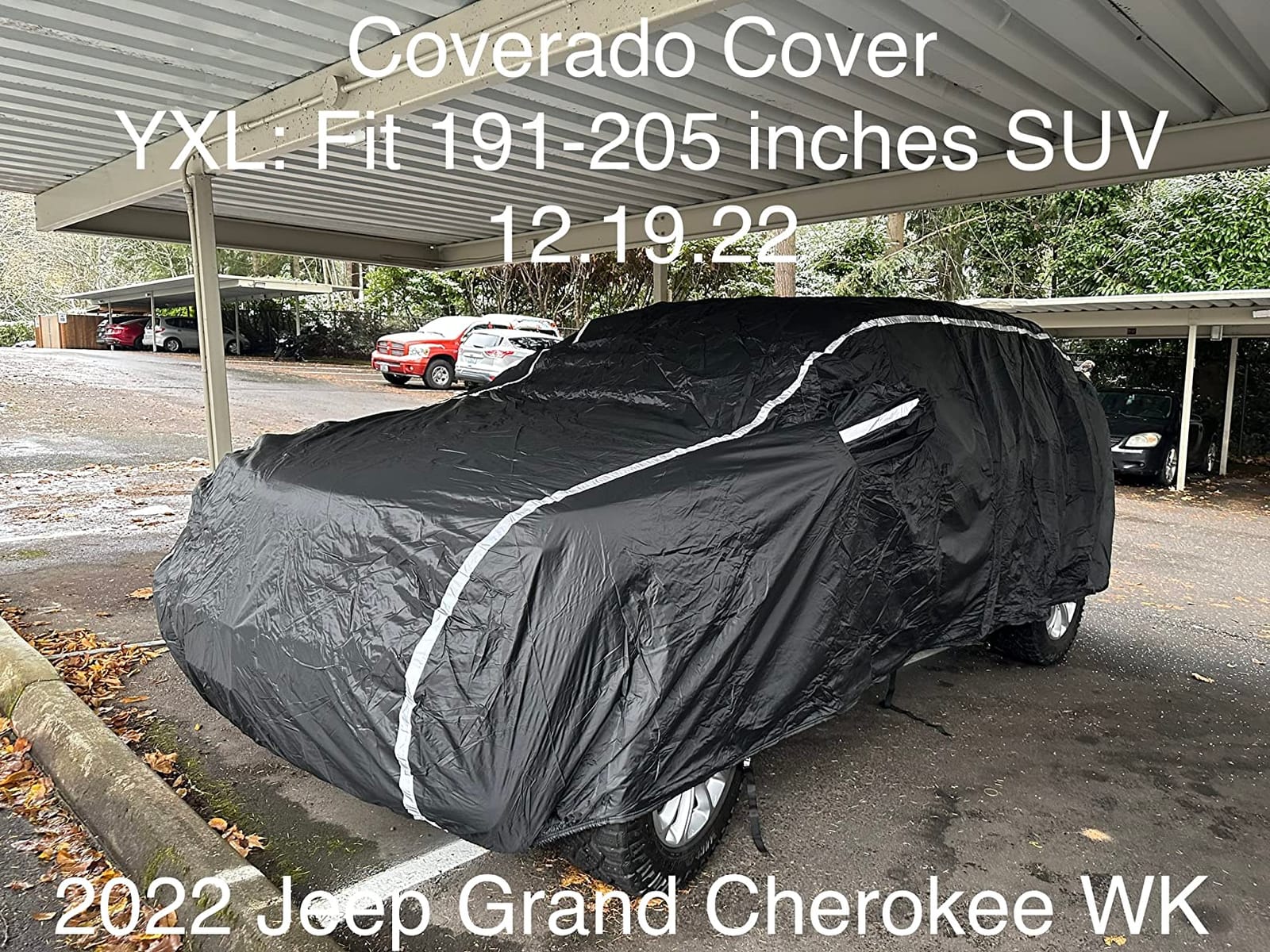 Car Cover Waterproof All Weather SUV - Coverado Black Car Cover Hail Protection with Zipper Door, Cotton Backing Snowproof UV Protection Windproof, Universal Fit for SUV (191