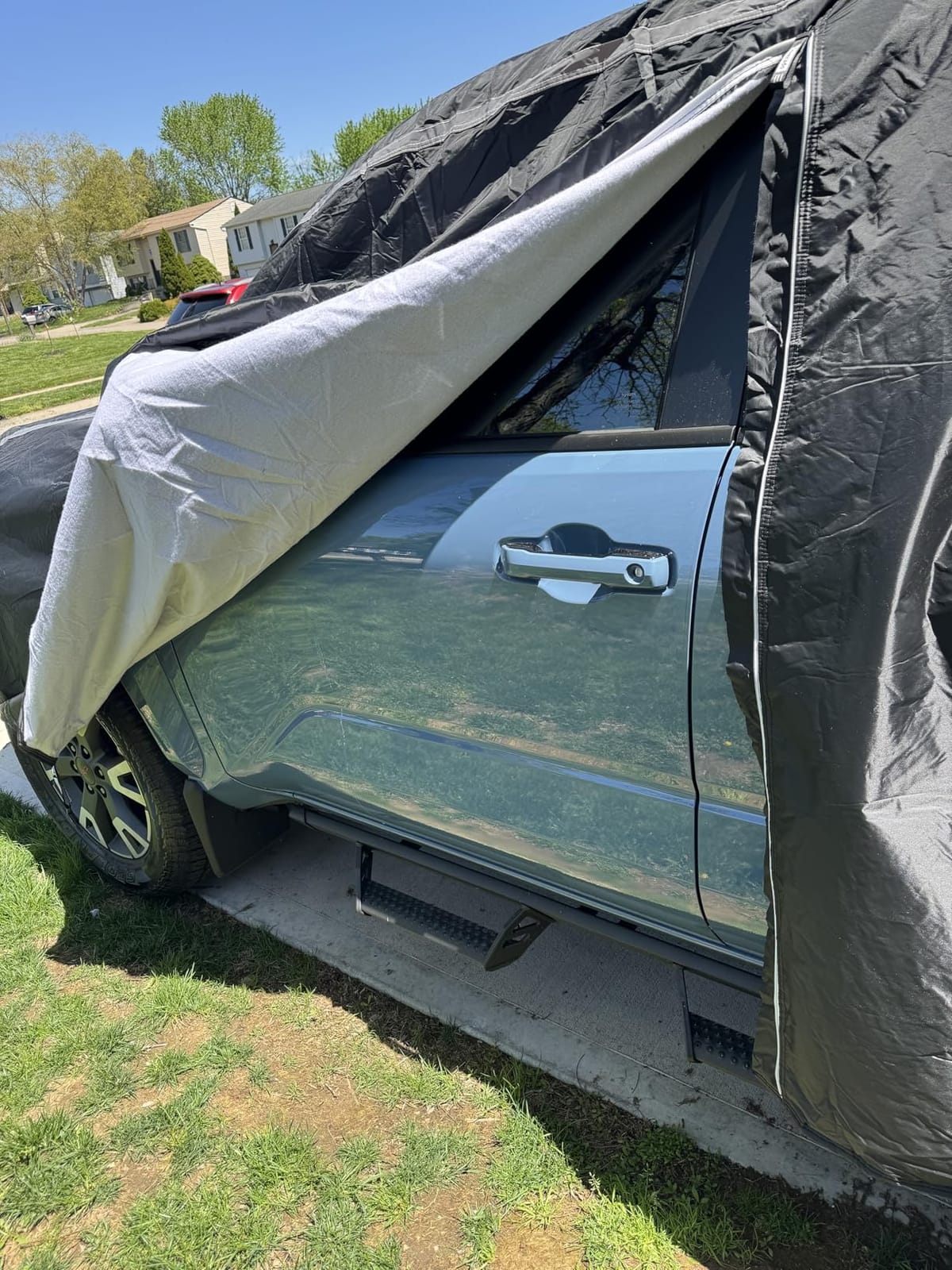Car Cover Waterproof All Weather SUV - Coverado Black Car Cover Hail Protection with Zipper Door, Cotton Backing Snowproof UV Protection Windproof, Universal Fit for SUV (191