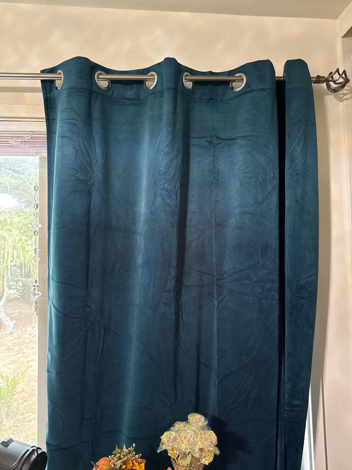 RYB HOME Teal Blue Velvet Blackout Curtains 84 inches Long for Bedroom | Light & Draft Block, Energy Saving, Privacy, Holiday Decor for Living Room Guest Room Office, Peacock Blue, W52 x L84, 2 Panels customer photo 1