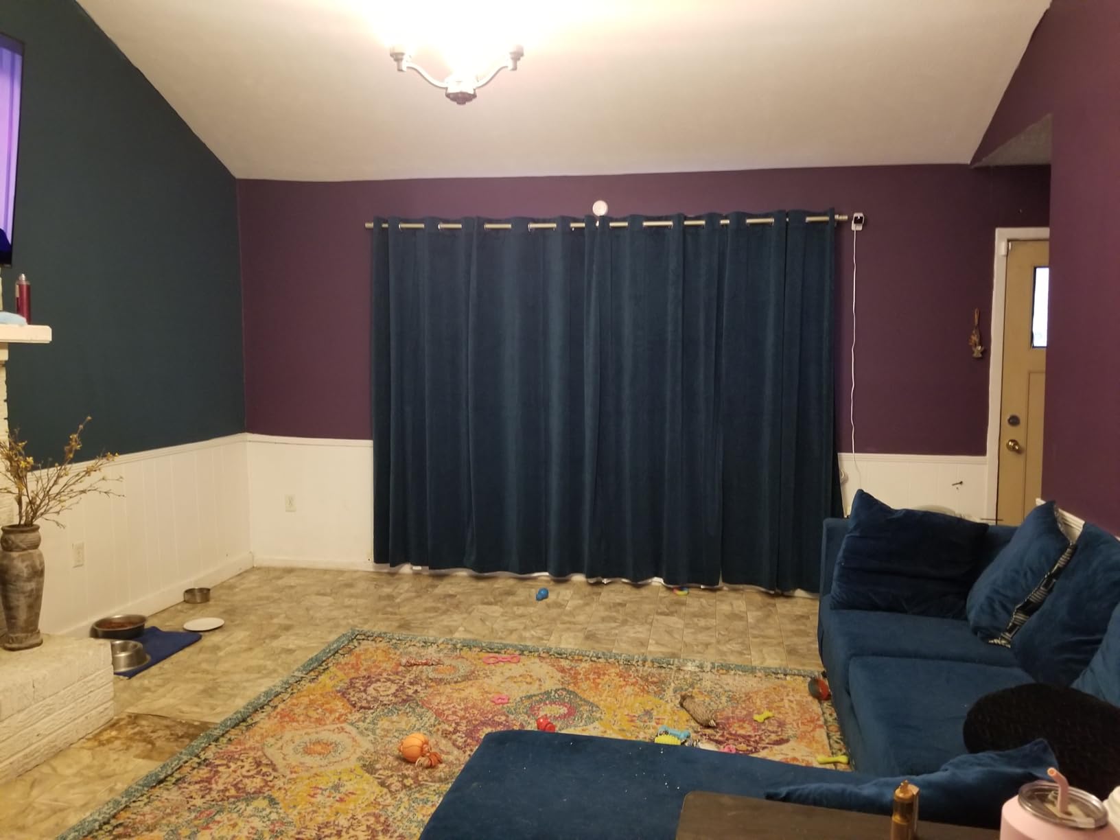 RYB HOME Teal Blue Velvet Blackout Curtains 84 inches Long for Bedroom | Light & Draft Block, Energy Saving, Privacy, Holiday Decor for Living Room Guest Room Office, Peacock Blue, W52 x L84, 2 Panels customer photo 2