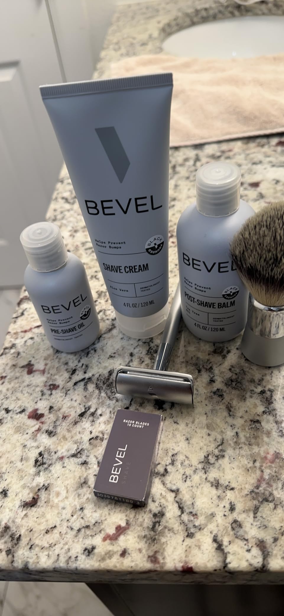 Bevel Shaving Kit for Men, Includes all Shaving essentials | Kit includes safety razor, 40 replacement blades, shave brush, pre shaving oil, shaving cream and post shave balm customer photo 1