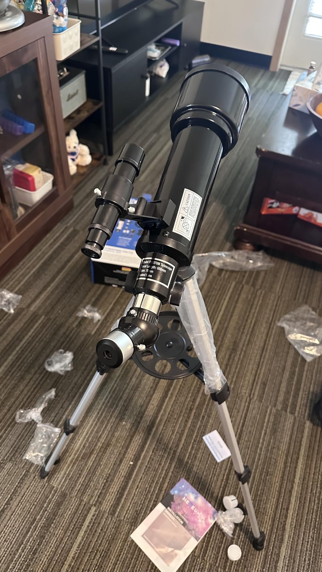 Koolpte Telescope for Kids, 70mm/500mm AZ Refractor for Beginners, White | Portable telescope for kids and beginners to view the Moon and landscapes, with AZ mount, phone adapter, remote and case. customer photo 1